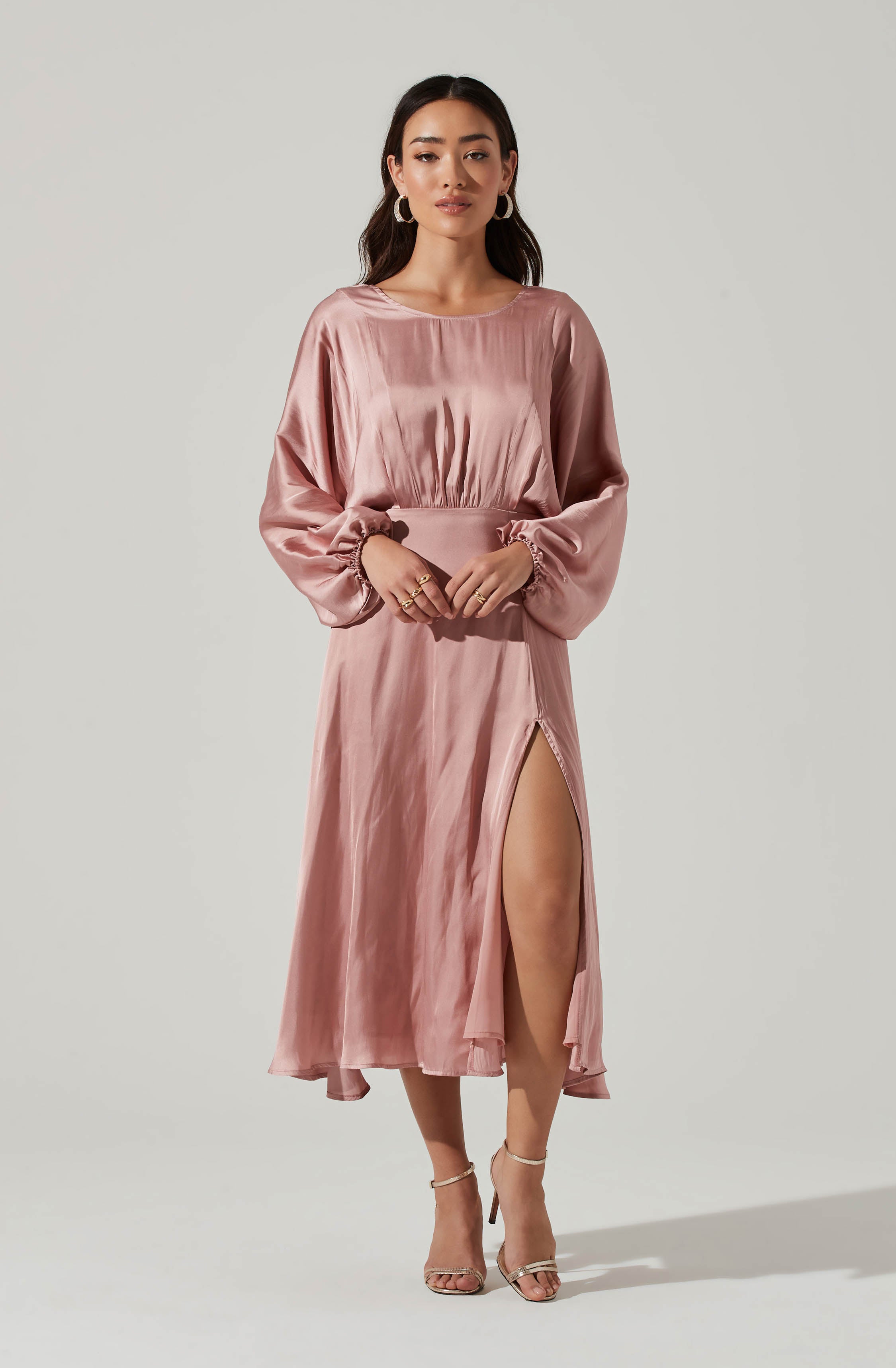 Marin Dolman Sleeve Midi Dress - Flowy Boho Chic Women's Dress for Casual Wear, Date Night & Summer Outfits