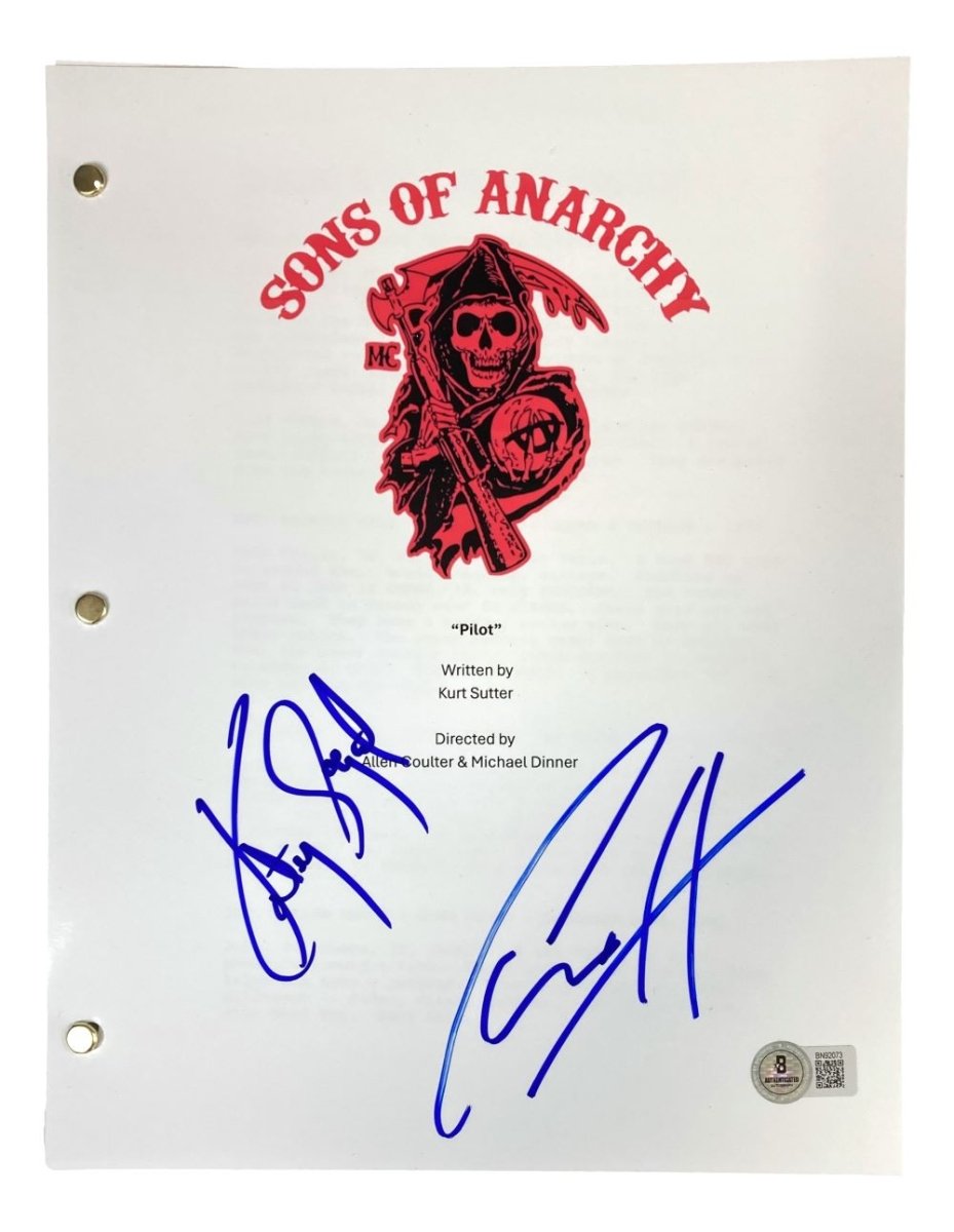 Charlie Hunnam & Katey Sagal Signed Sons of Anarchy Pilot Script BAS BN92073 - Authentic Autographed Memorabilia for TV Show Collectors & Fans - Perfect for Display in Home Theater, Man Cave or Office Decor