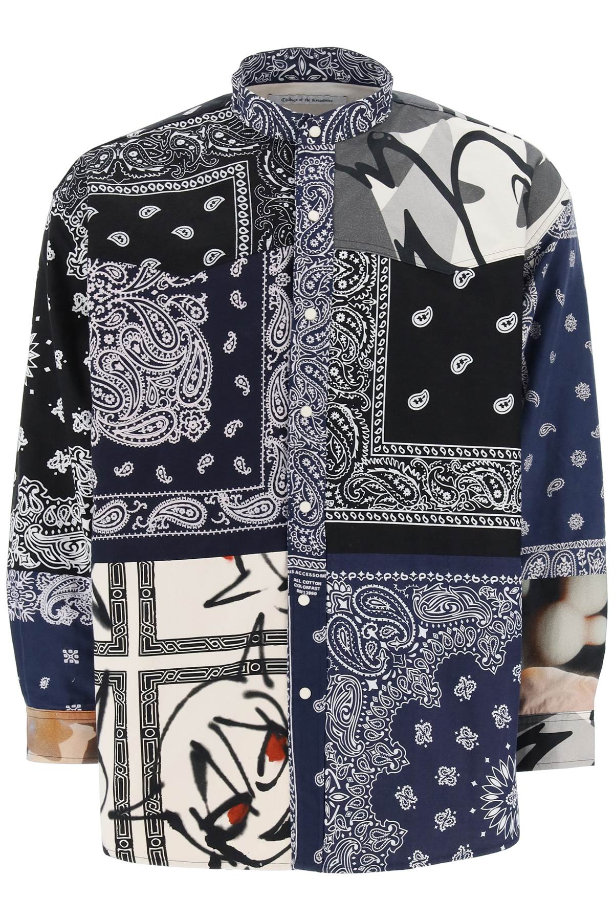 Children of the Discordance Patchwork Bandana Shirt - Vintage Style Distressed Cotton Top for Men - Perfect for Streetwear, Music Festivals & Urban Fashion