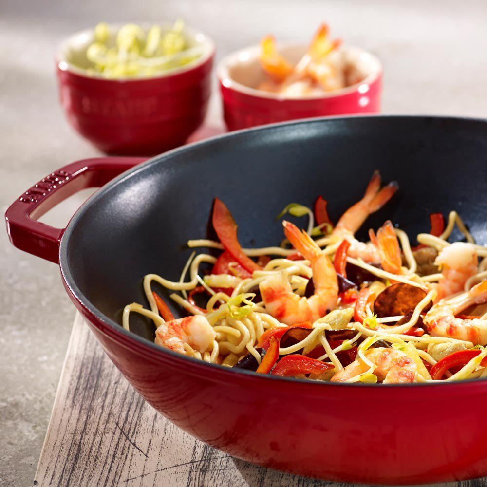 Staub 40511-345-0 Medium Cast Iron Wok Pan 13.4