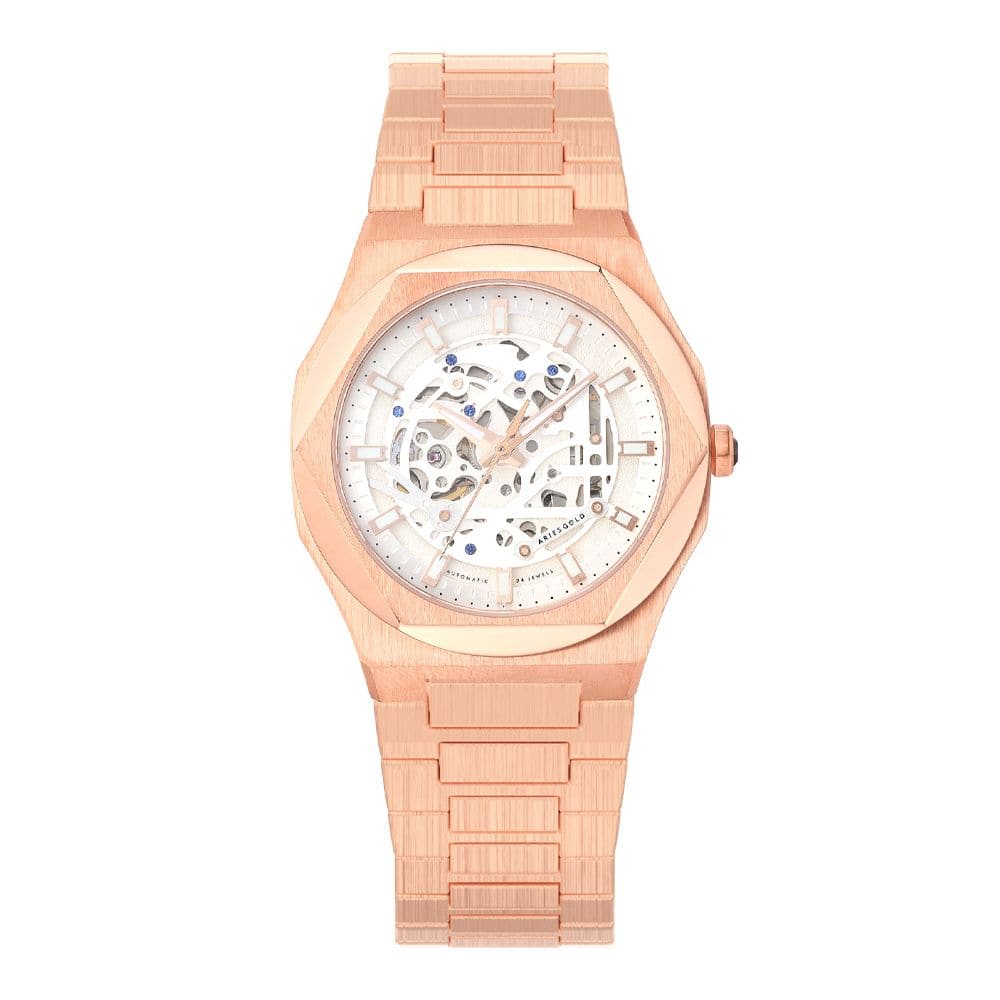 Aries Gold Voltamic Rose Gold Stainless Steel Men's Watch G 9031 RG SRG - Luxury Dress Watch for Business, Formal Events & Gifts