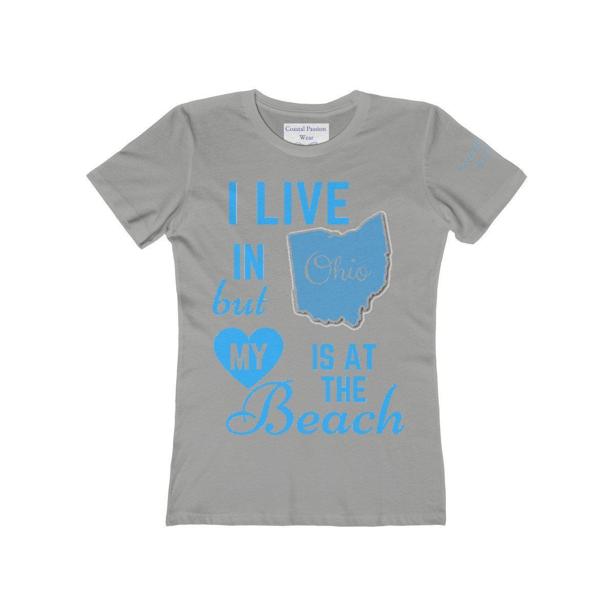 I Live In Ohio But My Heart Is at the Beach T-Shirt - Comfortable Graphic Tee for Beach Lovers & Travel Enthusiasts - Perfect for Vacations, Summer Outings & Casual Wear