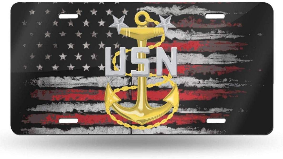 Navy Master Chief Petty Officer (MCPO) License Plate Cover - 6x12 Inch Decorative Car Tag Sign - Military Themed Auto Accessories for Front Bumper - Perfect for Navy Veterans & Car Enthusiasts