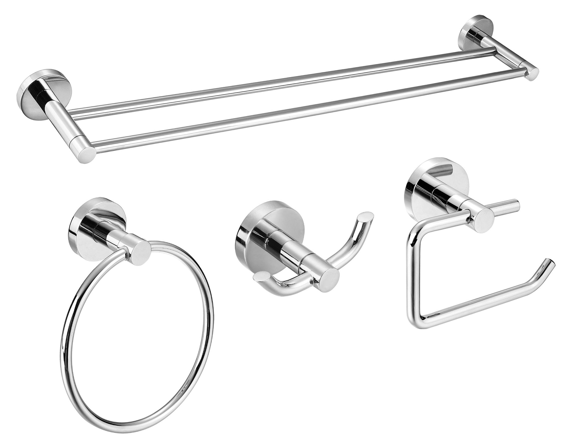 Classic Series 4-Piece Bathroom Accessory Set - Chrome Vanity Set with Soap Dispenser, Toothbrush Holder, Tumbler & Tray - Perfect for Modern Bathrooms & Powder Rooms