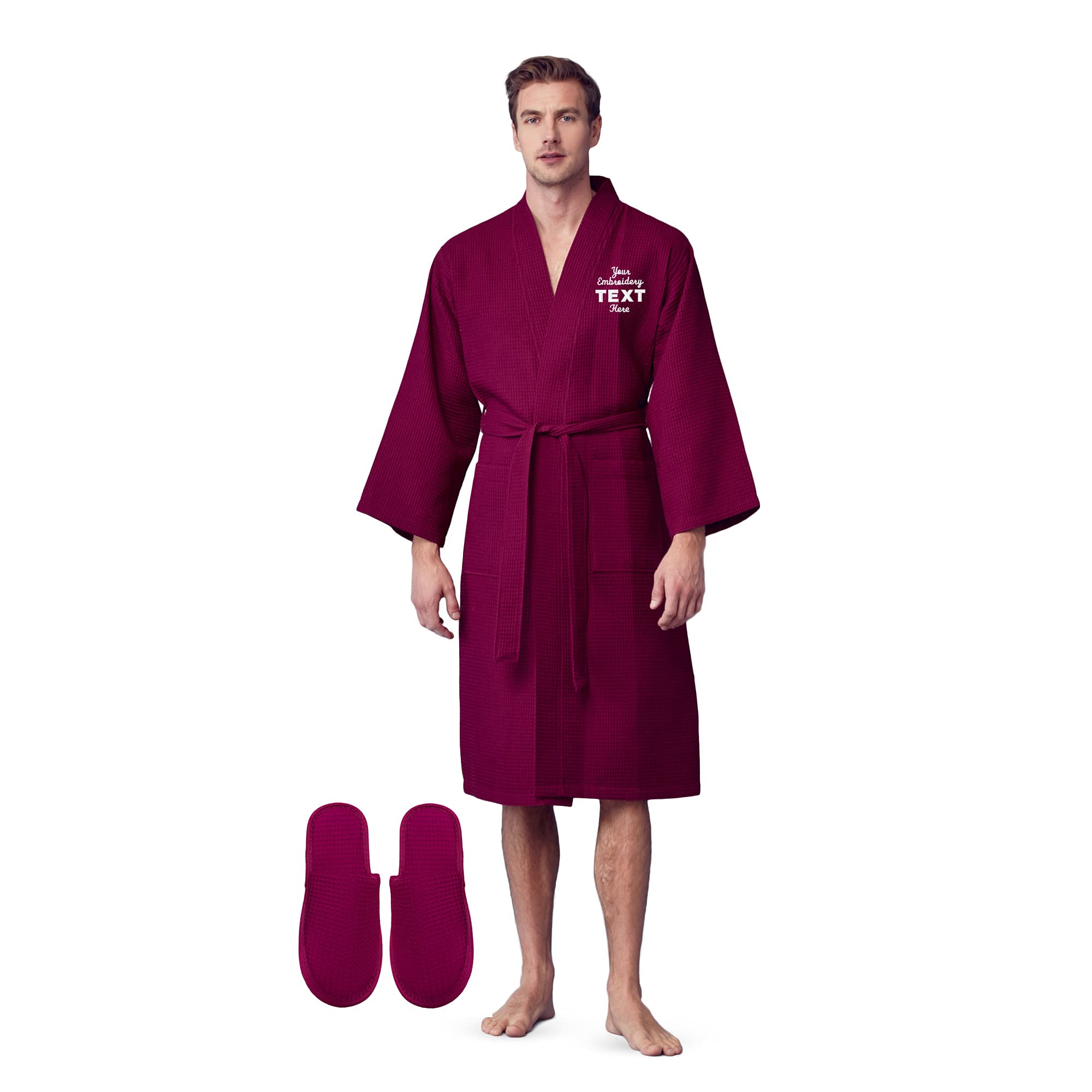 Luxury Soft Waffle Cotton Bath Robe for Men - Breathable Linen Spa Robe for Relaxation, Lounging & After Shower - Perfect for Home, Hotel & Spa Use