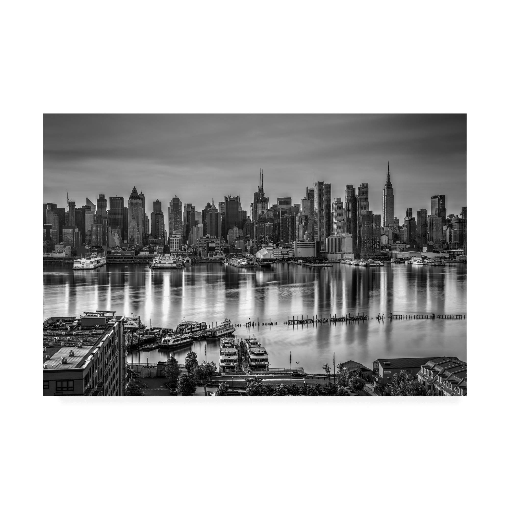 David Ayash Midtown Manhattan Skyline Black & White Art Print - 30x47 Inches, Modern Cityscape Wall Decor for Living Room & Office | Trademark Fine Art MA01034-C3047GG