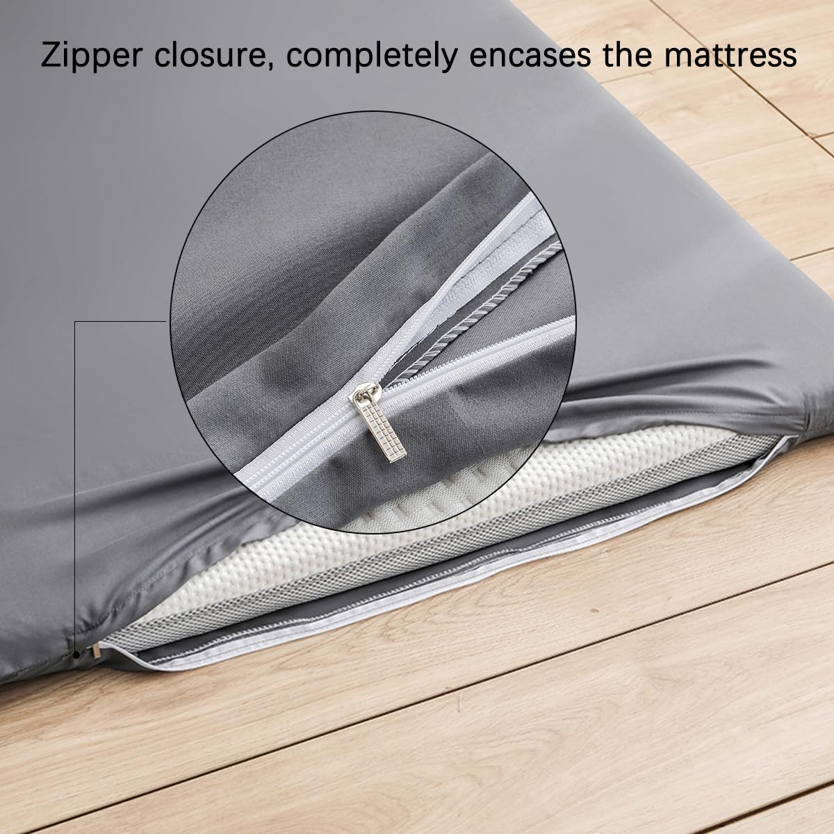 Akiky Washable Mattress Topper Cover with Zipper - Twin XL Size, Dark Gray - Breathable Mattress Protector for Bedding & Guest Room Comfort