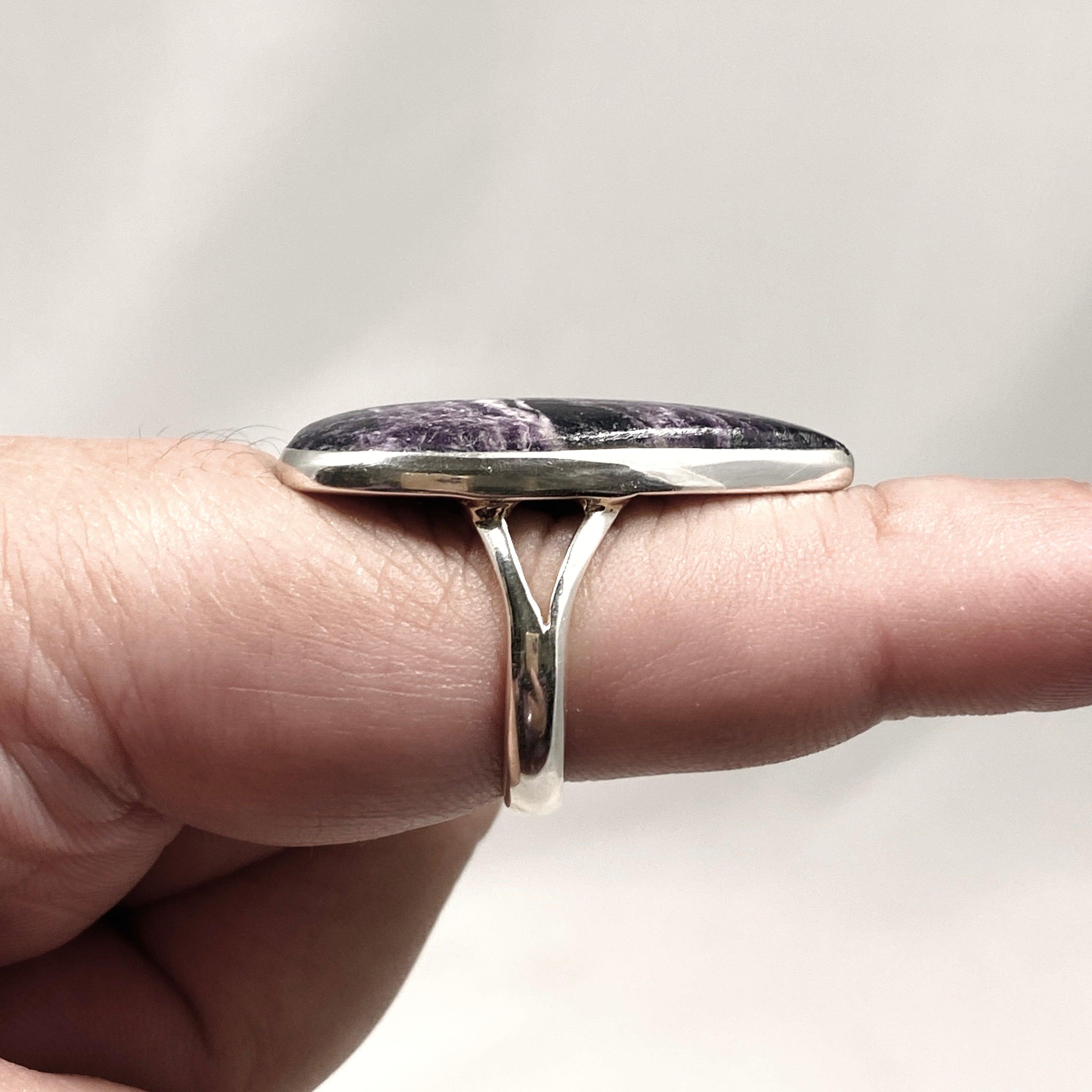 Kammererite Teardrop Split Band Ring for Women - Size 9 KRGJ3143 | Elegant Purple Stone Jewelry for Parties, Weddings & Special Occasions