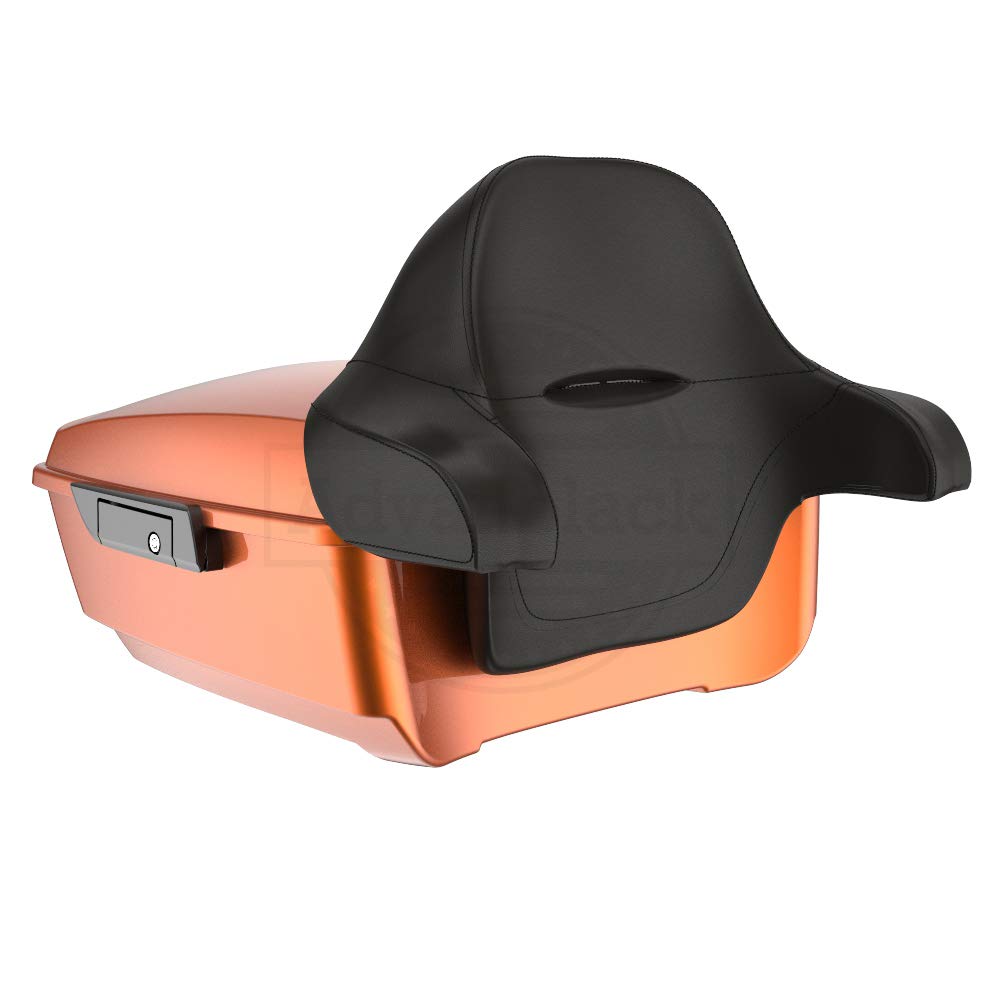 **Amber Whiskey Tour Pack for Harley-Davidson Motorcycles - Detachable Mounting Bracket, Black Stitching Liners & Top Luggage Rack - Fits 2014+ Harley Touring Models - Perfect for Long-Distance Rides & Road Trips**