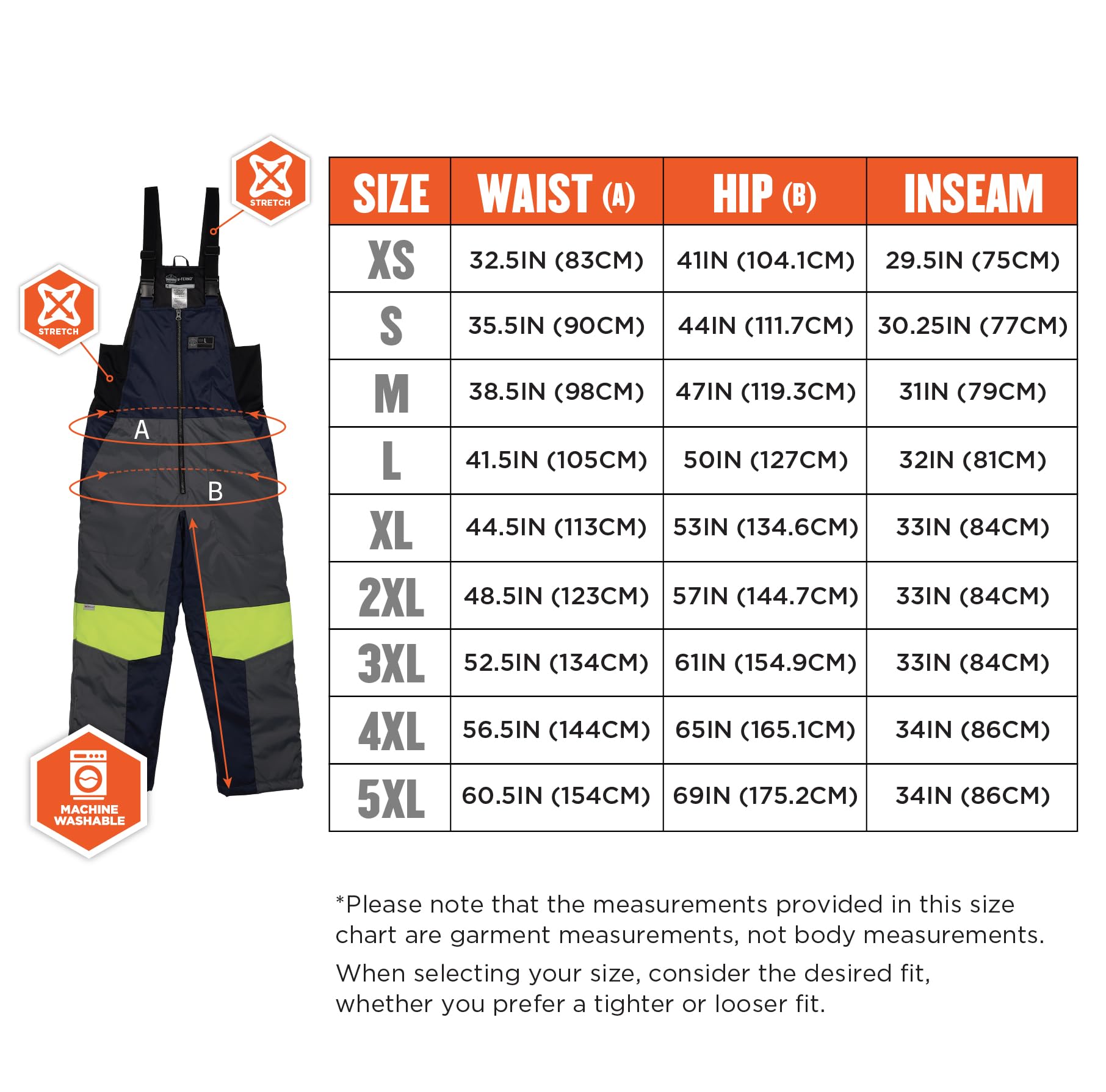 Ergodyne N-Ferno 6477 Insulated Freezer Bib Overalls - Cold Storage Work Coveralls for Men & Women - Waterproof Winter Workwear for Freezer, Meat Packing & Food Processing Jobs