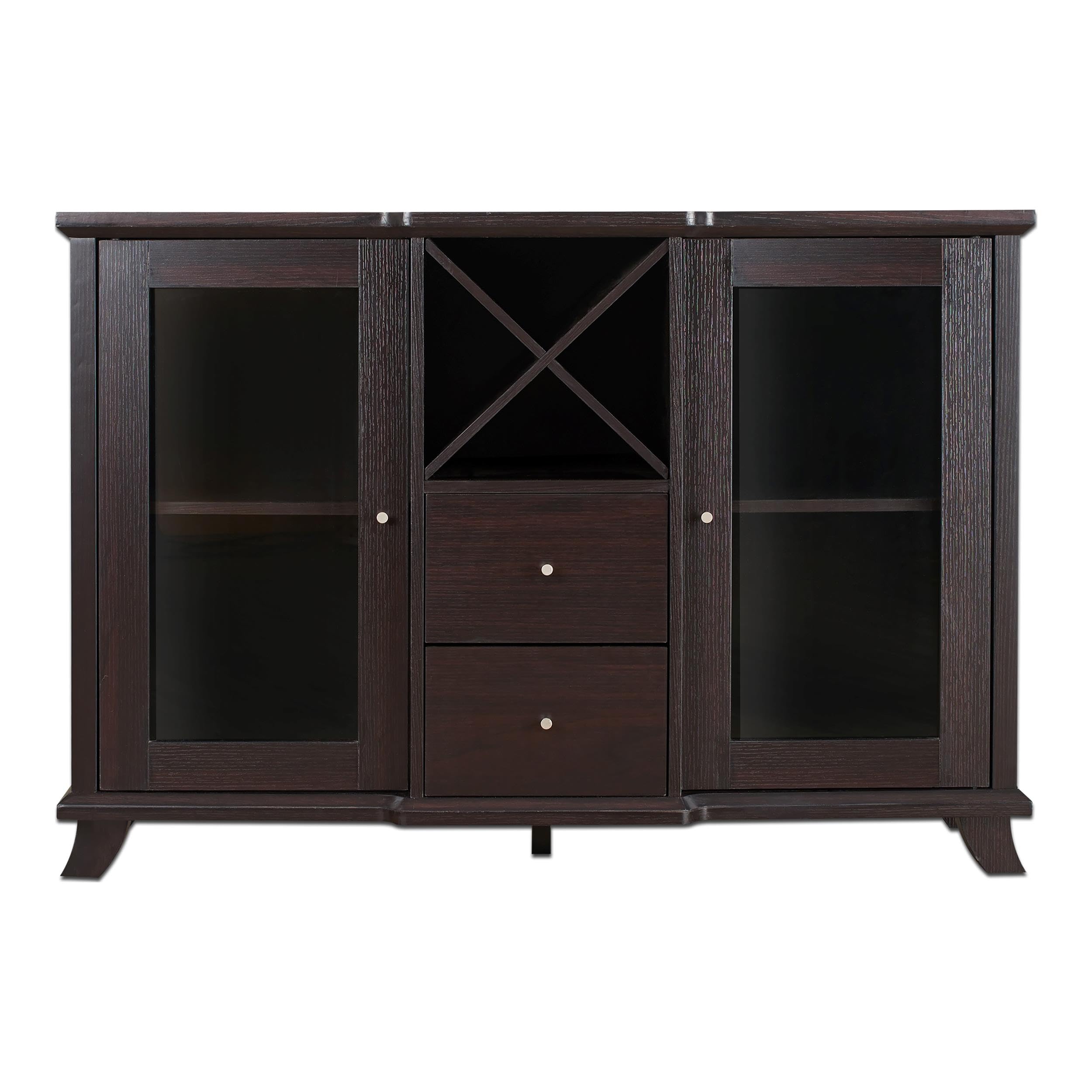 Furniture of America Anglex Wood Buffet with Wine Rack - Cappuccino Finish Sideboard for Dining Room, Kitchen Storage & Home Decor