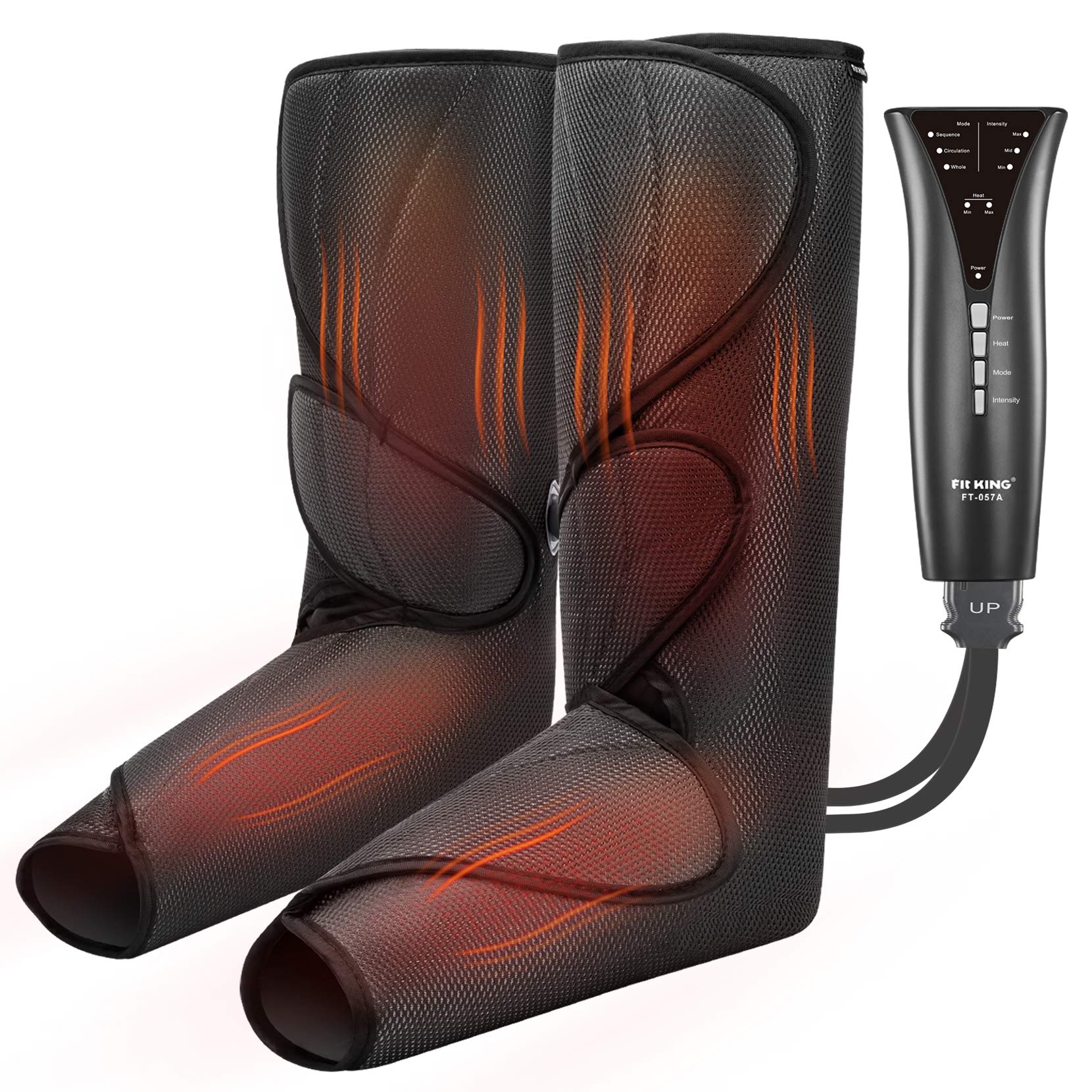 FIT KING Leg and Foot Massager with Heat - Air Compression Massage for Circulation, Pain Relief, Swollen Legs, Edema & RLS - Perfect Gift for Women, Parents & Friends - FSA HSA Eligible - Ideal for Home Use, Office Relaxation & Post-Workout Recovery