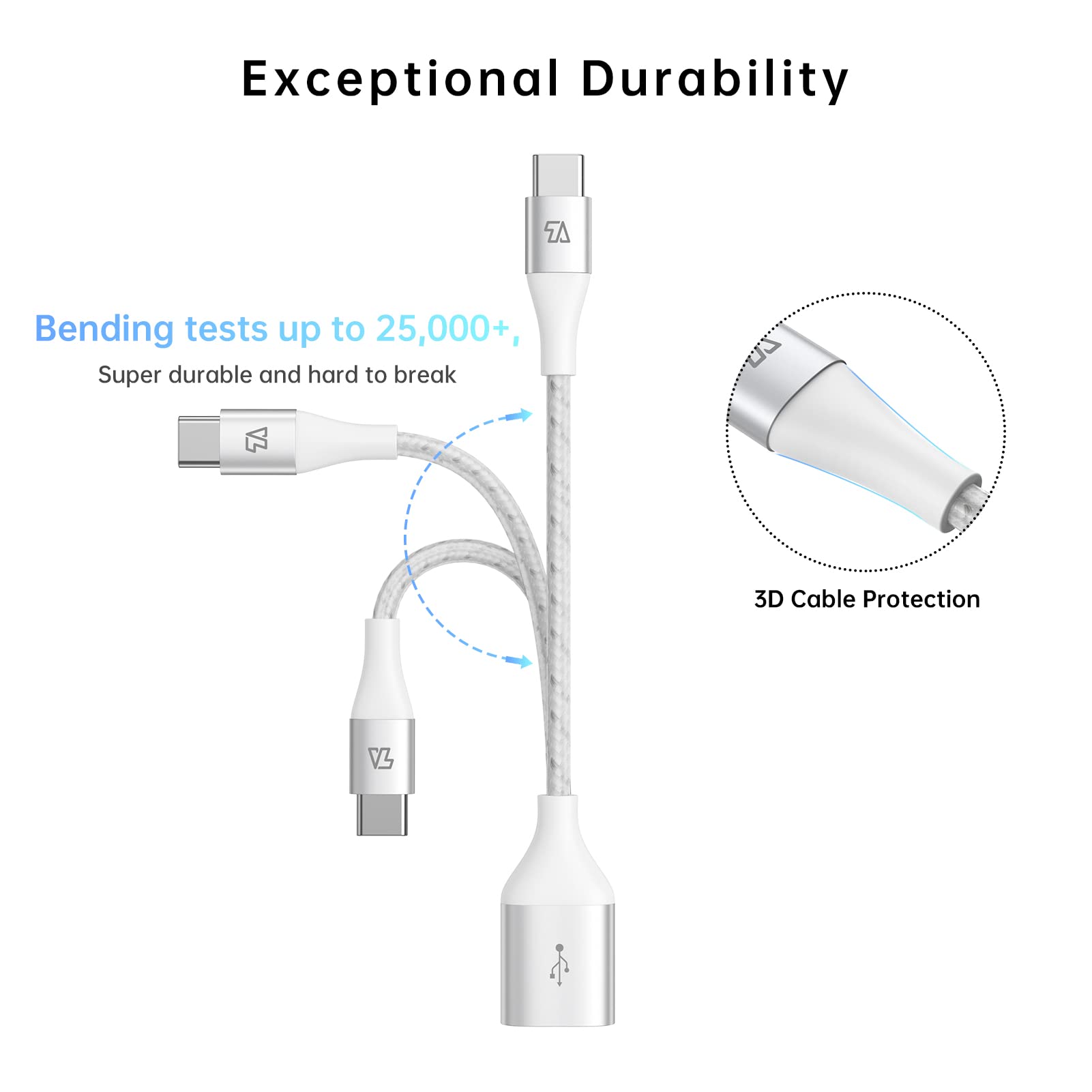 USB C to USB Adapter 10Gbps, USB C to USB 3.1 Female OTG Cable for Samsung Galaxy S20/S10/S9, MacBook Pro, iPad Air 2020 - Fast Data Transfer & Charging for Travel, Office & Home Use