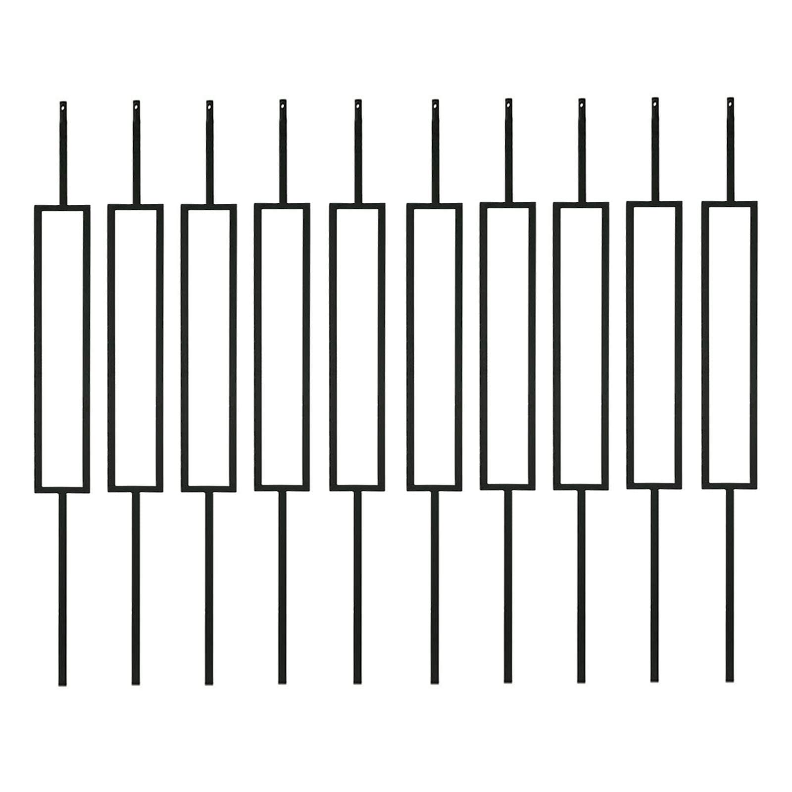 10-Pack S11 Wrought Iron Balusters - 1/2-inch Hollow Rectangle Metal Spindles in Satin Black for Deck & Stair Railing | Durable Decorative Iron Balusters for Porch, Patio, and Outdoor Staircase Safety