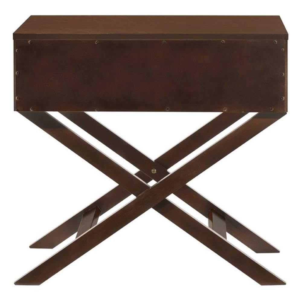 Glory Furniture Xavier Solid Wood 1-Drawer Nightstand in Cappuccino - Bedside Table for Bedroom, Living Room & Office - Compact Storage Solution with Elegant Finish