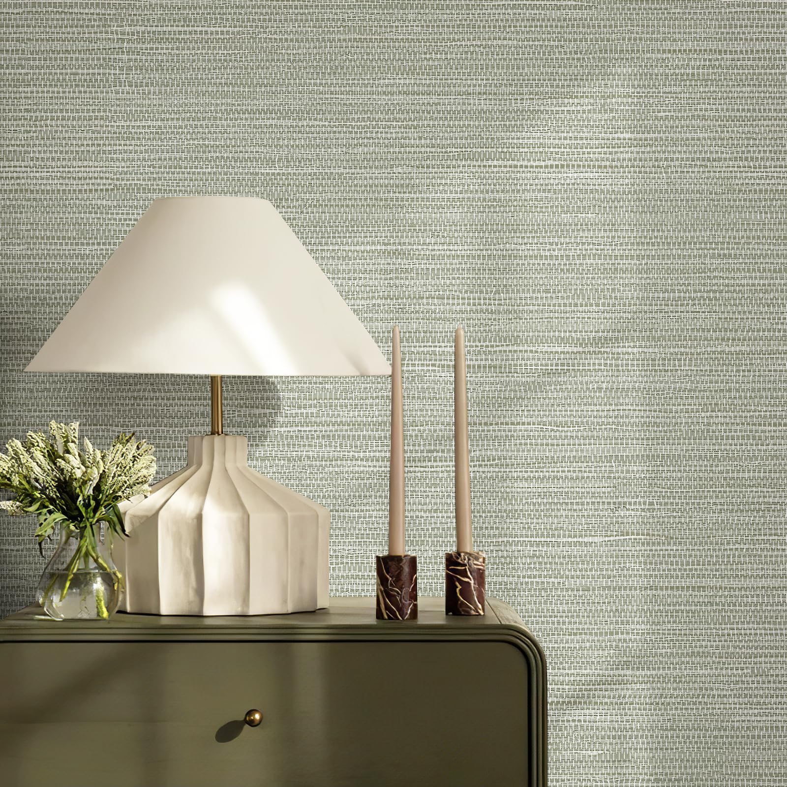 Grasscloth Peel and Stick Wallpaper - Cream Grassweave Textured Self-Adhesive Contact Paper 17.3