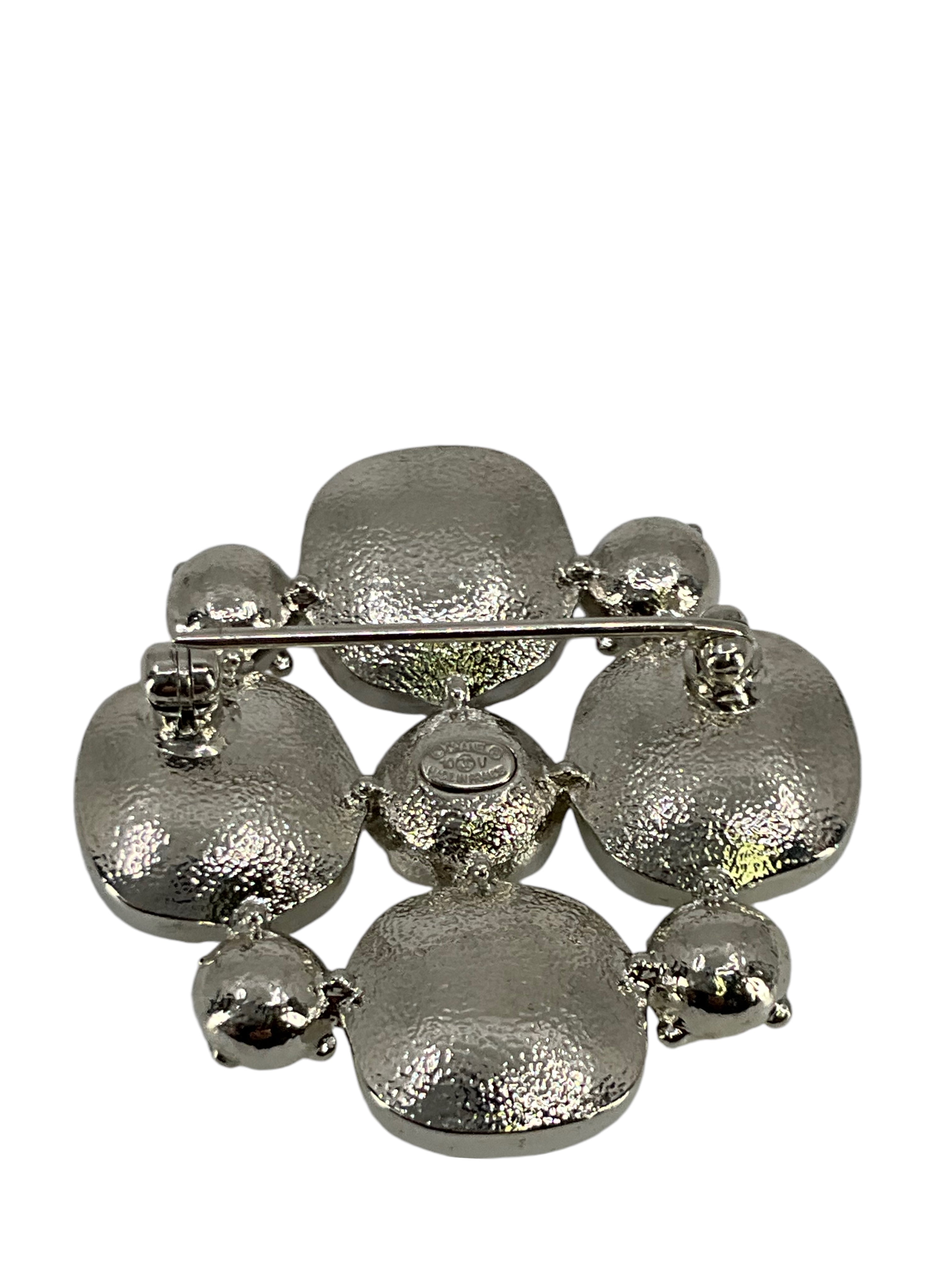 CHANEL CC Logo Champagne Crystal Embellished Brooch Pin - Elegant Gold-Tone Fashion Jewelry for Women, Perfect for Parties, Weddings & Special Occasions