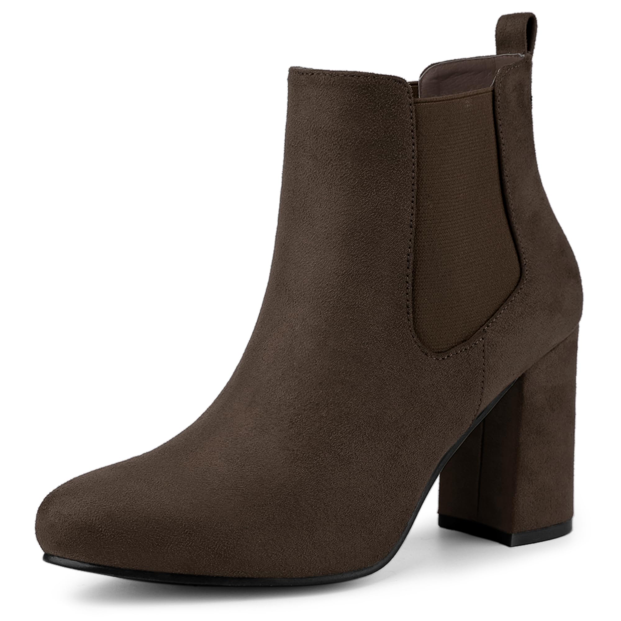 Allegra K Women's Chunky Heel Chelsea Boots Round Toe Ankle Booties - Stylish & Comfortable for Work, Party & Fall Fashion