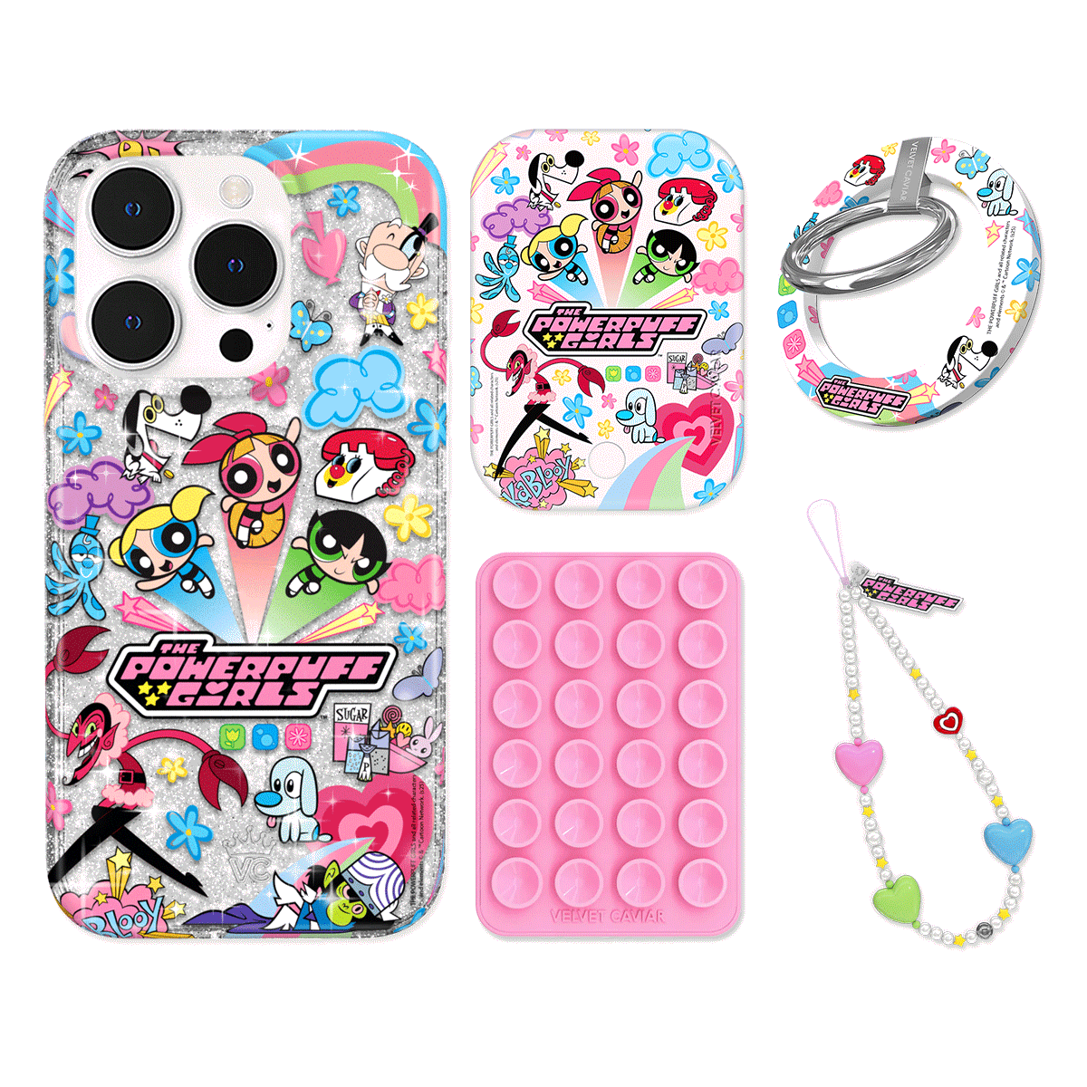 The Powerpuff Girls Girl Power iPhone Case Bundle Set with Grip - Cute Cartoon Character Phone Cover for Girls & Women - Perfect for School, Work, Travel & Everyday Use