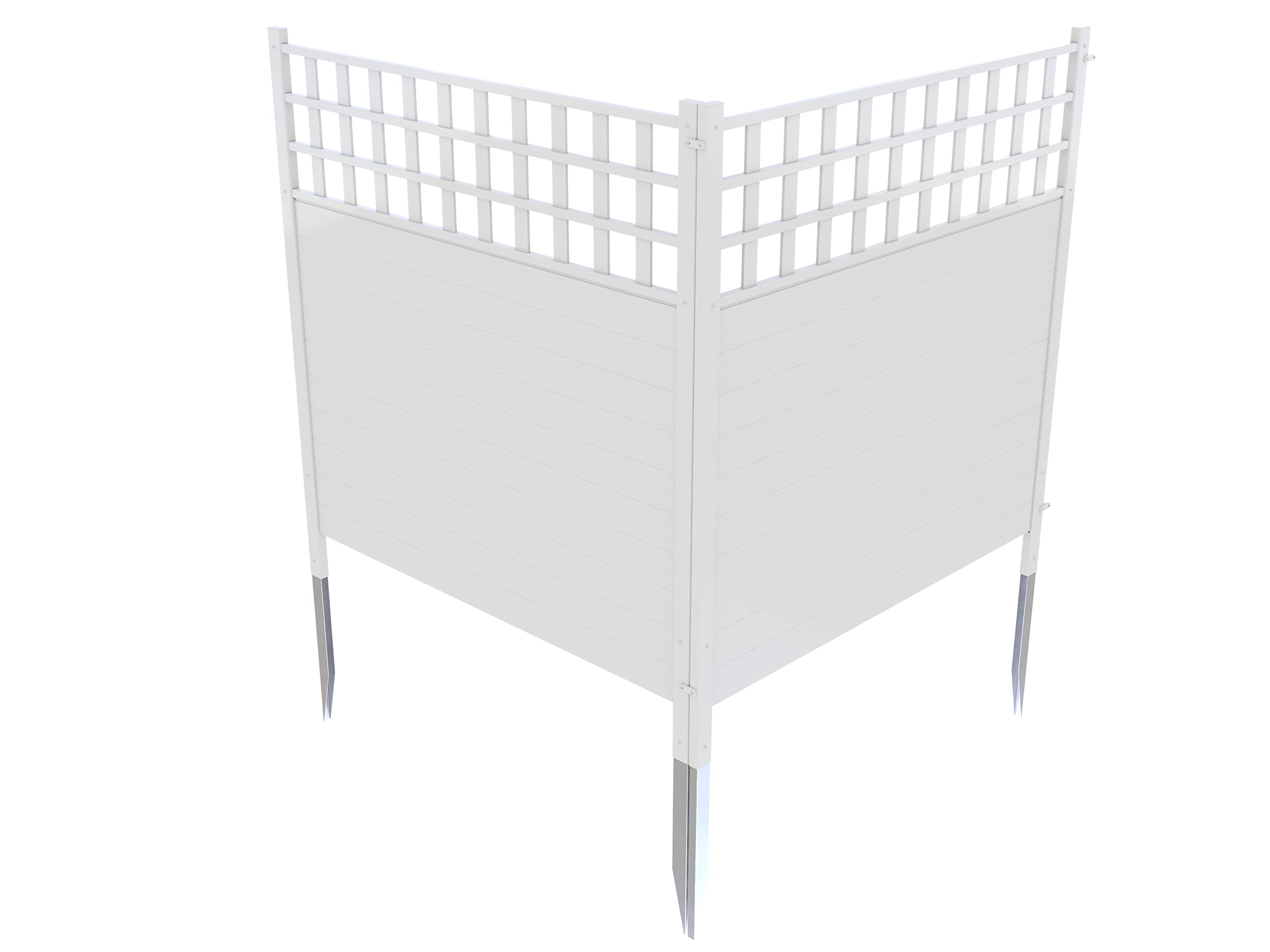 44in H x 42in W (2 Panels) No Dig Zippity Keswick White Vinyl Privacy Fence Screen Kit - Outdoor Yard Fencing, Trash Can Enclosure & AC Unit Cover - Easy Installation for Patio, Garden & Pool Areas