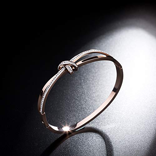 PHOGARY Forever and Ever Knot Classic Rose Gold Crystal Bracelet for Women - Elegant Jewelry Gift for Birthday, Thanksgiving, Christmas, Mother's Day | Perfect for Weddings, Anniversaries & Special Occasions