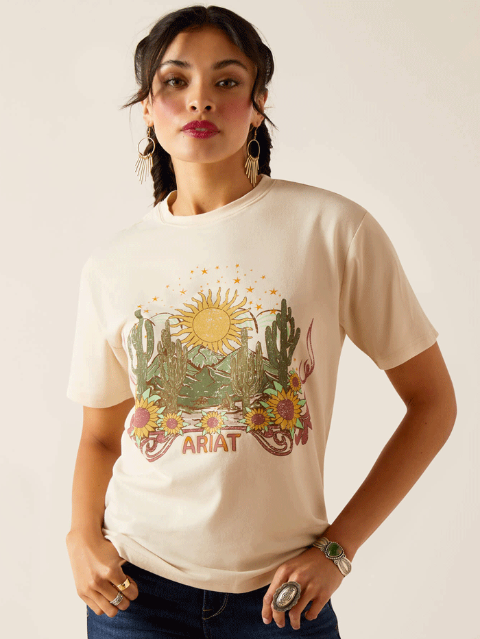Ariat Women's Desert Dreaming T-Shirt - Natural Cotton Short Sleeve Tee for Western Fashion & Outdoor Adventures