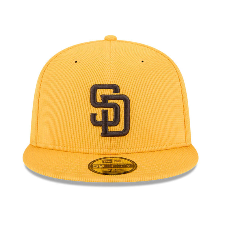 New Era 59Fifty San Diego Padres 2025 Spring Training Patch Hat - Gold | Official MLB Baseball Cap for Men & Women | Perfect for Games, Collecting & Streetwear Fashion