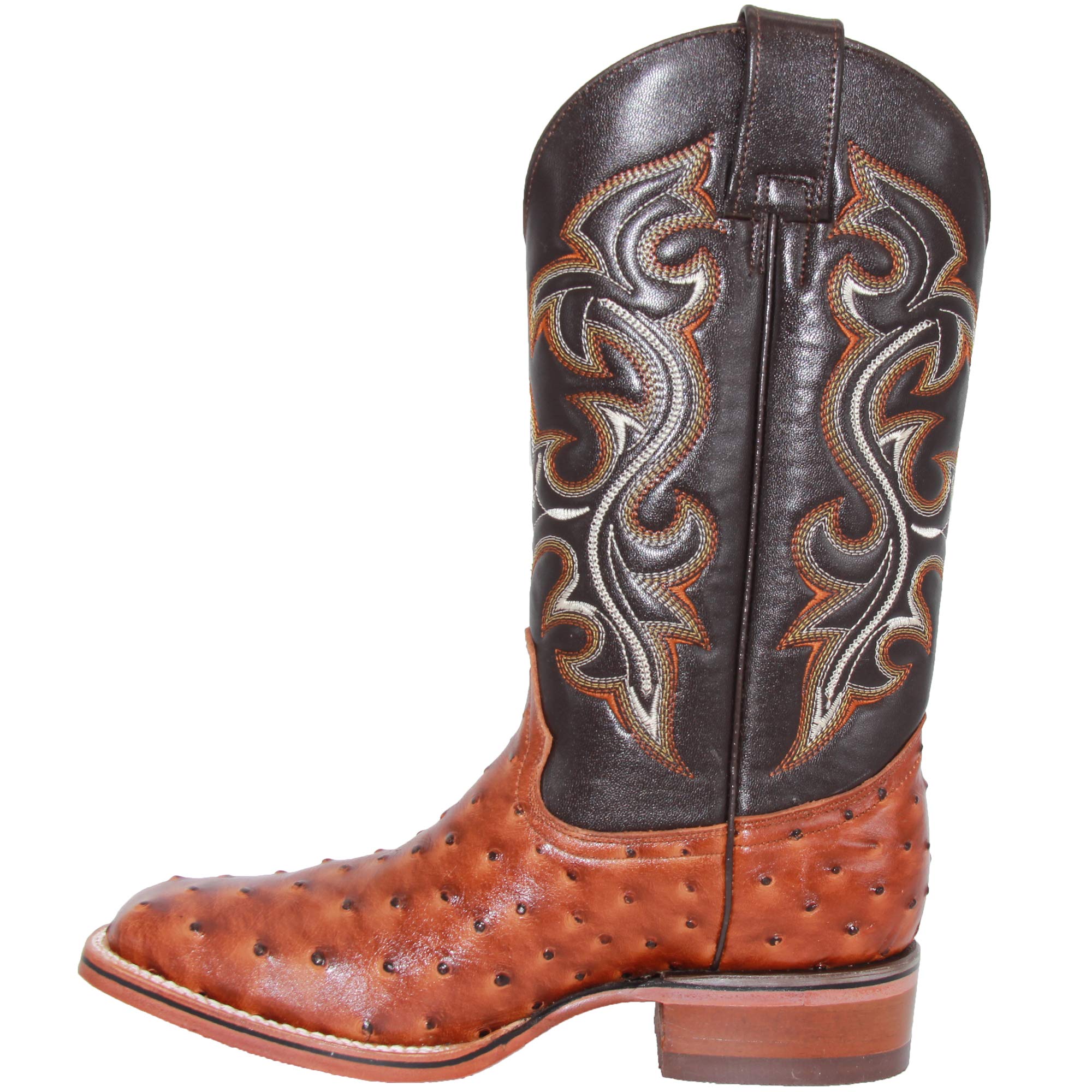 **Genuine Cowhide Leather Western Cowboy Boots for Men - Square Toe Rodeo Boots with Ostrich Print - Perfect for Rodeo, Country Dance & Western Fashion**