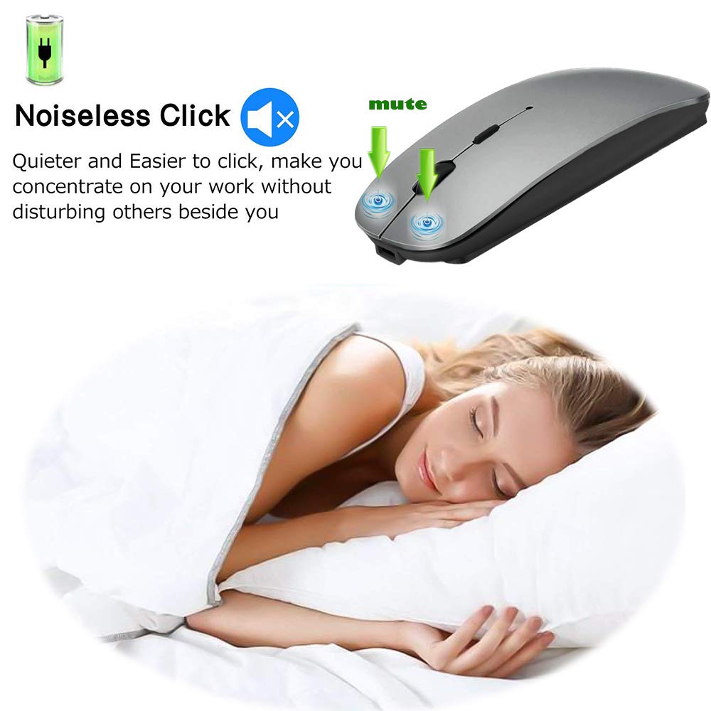 KLO Bluetooth Wireless Mouse for MacBook, Laptop, Notebook, PC, iPad & Chromebook - Compatible with MacBook Air/Pro (Grey) | Perfect for Office, Home & Travel Use