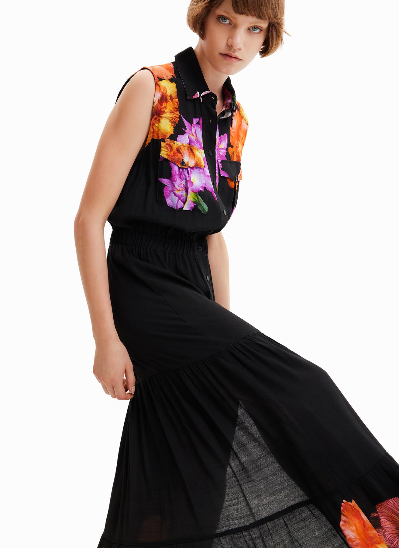 Desigual Women's Sleeveless Woven Dress - Lightweight Summer Casual Dress for Beach, Vacation & Outdoor Events