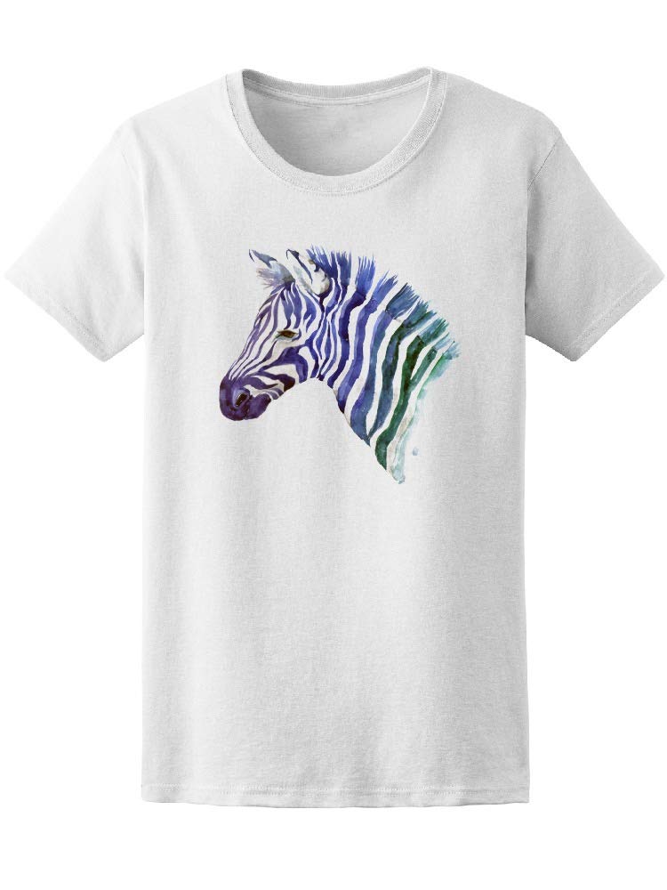 Women's Watercolor Gradient Zebra Sketch T-Shirt - Stylish Casual Top for Everyday Wear & Artistic Fashion