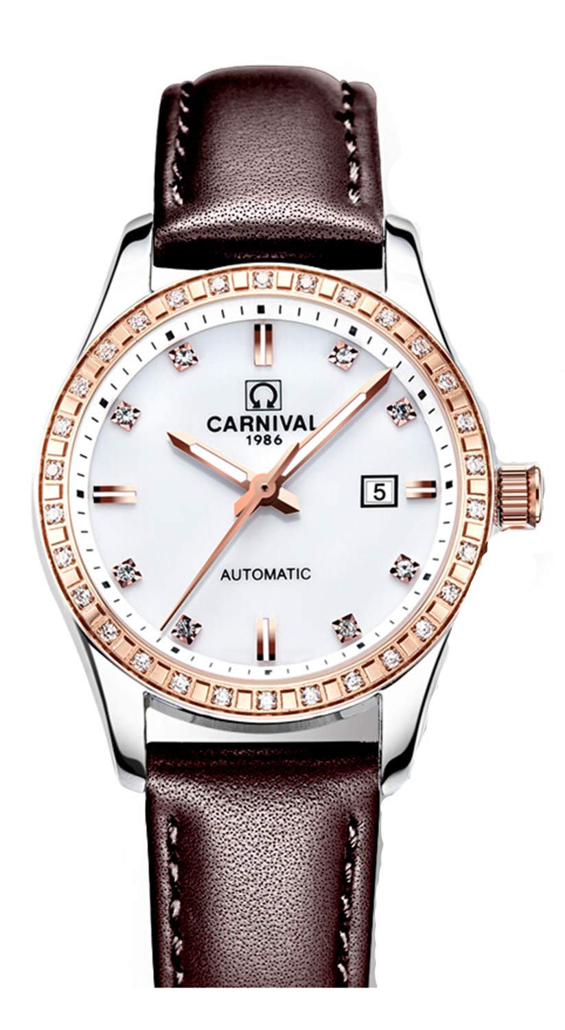 Luxury Rhinestone Automatic Mechanical Watch for Women - Stainless Steel, Luminous, Waterproof - Perfect for Parties, Work & Everyday Wear
