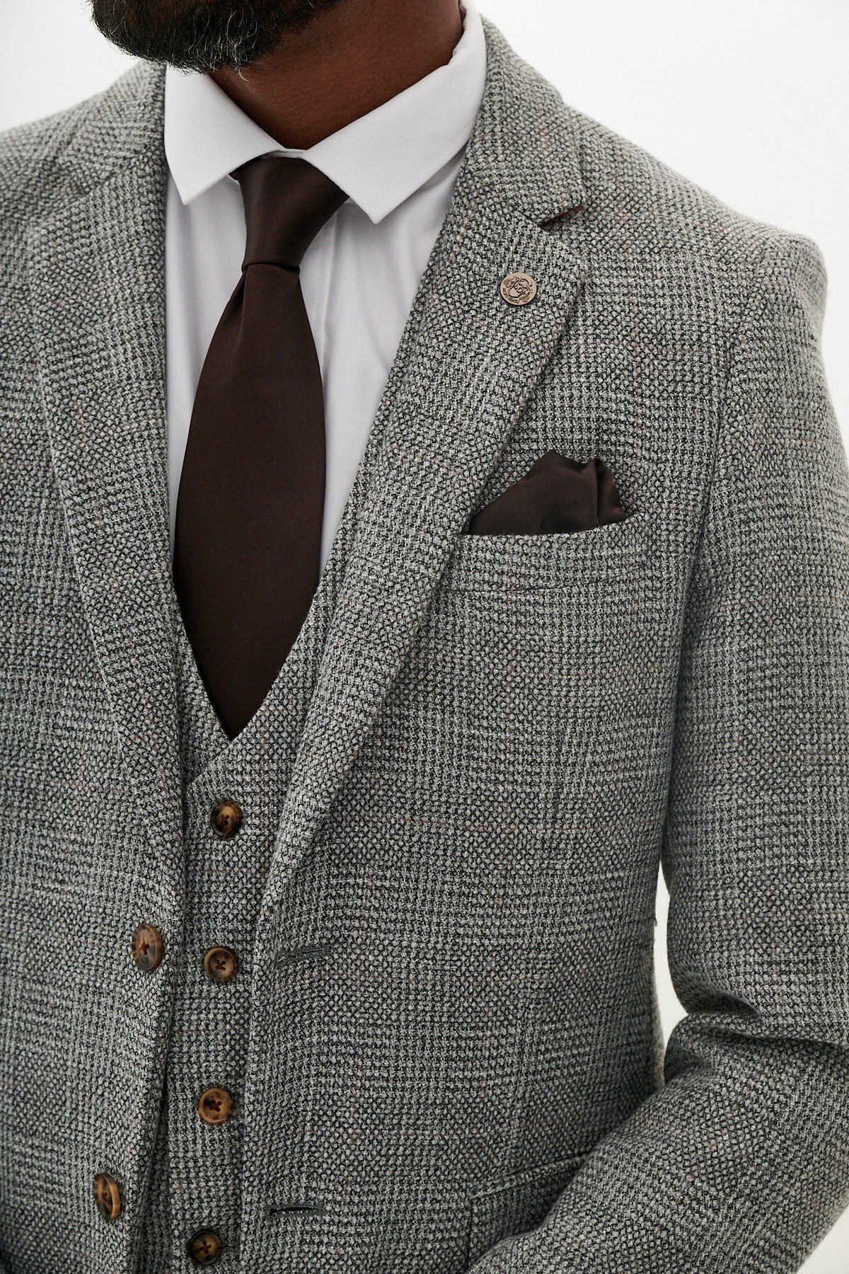 KRIS Women's Silver Grey Tweed Blazer - Elegant Single Breasted Jacket for Office, Business Meetings & Formal Events