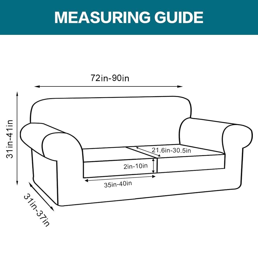 Turquoise 3-Piece Sofa Cover Set for 2-Cushion Couches - Soft, Washable, Pet-Friendly Slipcover with Thick Fabric & 2 Individual Cushion Covers (Ivory) | Perfect for Living Room, Family Room & Pet Owners