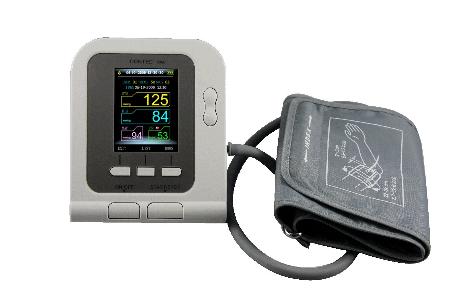 Contec 08A Digital Ambulatory Blood Pressure Monitor with PC Software - Portable NIBP Monitor for Home Use, Clinic & Travel Health Tracking