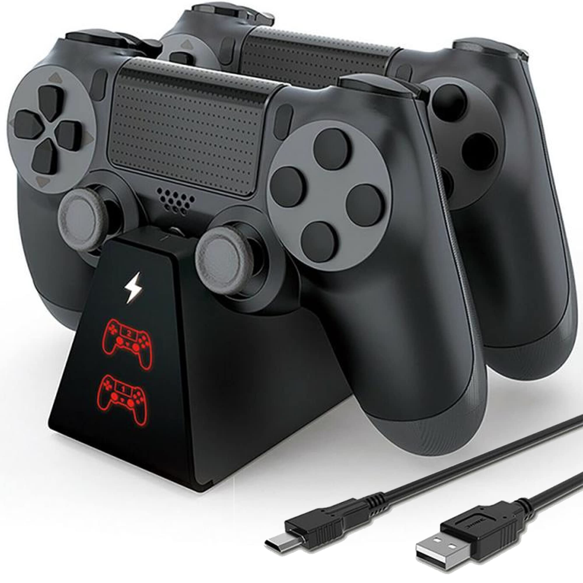 DevineCustomz® Fast Charging Station Dock for PS4 Controllers - Compatible with Sony Playstation 4, PS4 Slim & PS4 Pro - Dual Controller Charger with LED Indicators | Perfect for Gaming Setups & Multiplayer Sessions