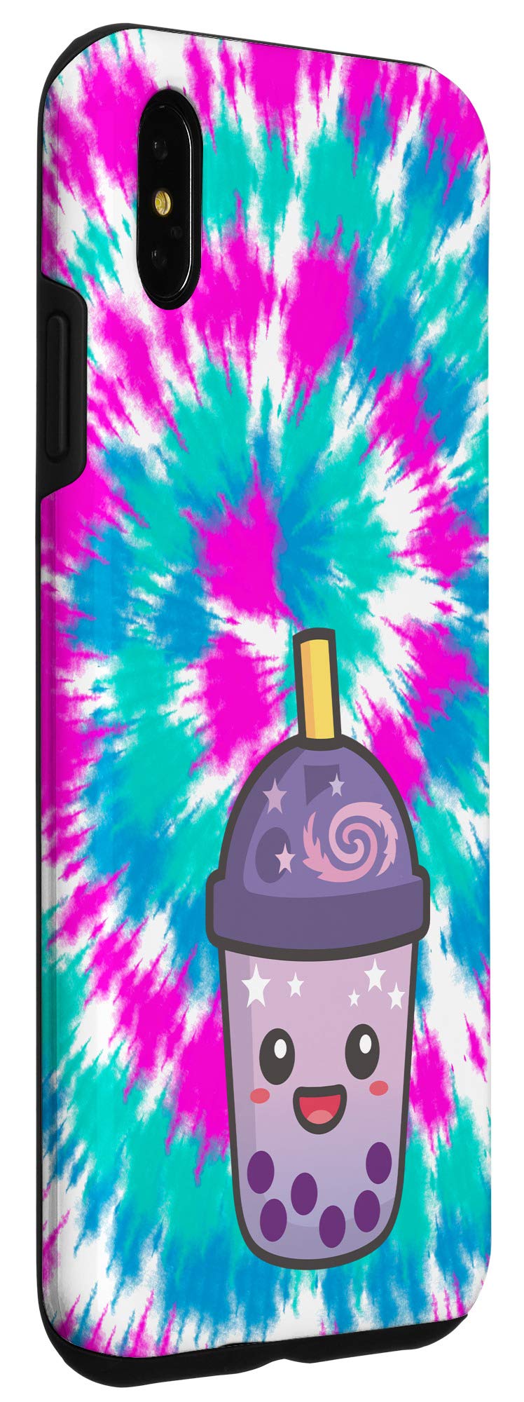 iPhone XS Max Case - Trendy Colorful Tie Dye Design with Japanese Bubble Boba Milk Tea Theme | Perfect for Anime Lovers, Kawaii Fashion & Bubble Tea Enthusiasts