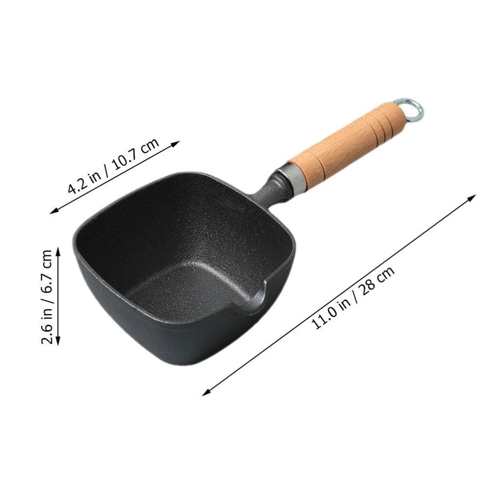 Yardwe 4 Inch Cast Iron Butter Melting Pot with Wooden Handle - Premium Oil Heating Cookware for Kitchen, Camping & Outdoor Cooking - Perfect for Melting Butter, Wax, Chocolate & Essential Oils