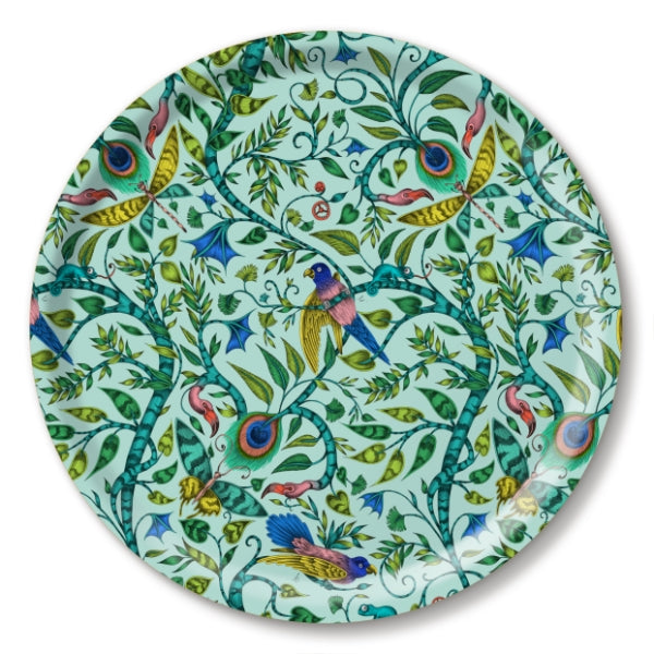 Jamida 15.5 Inch Round Serving Tray - Elegant Decorative Tray for Dining, Coffee Table, Kitchen & Home Decor - Perfect for Entertaining, Snacks, Breakfast in Bed
