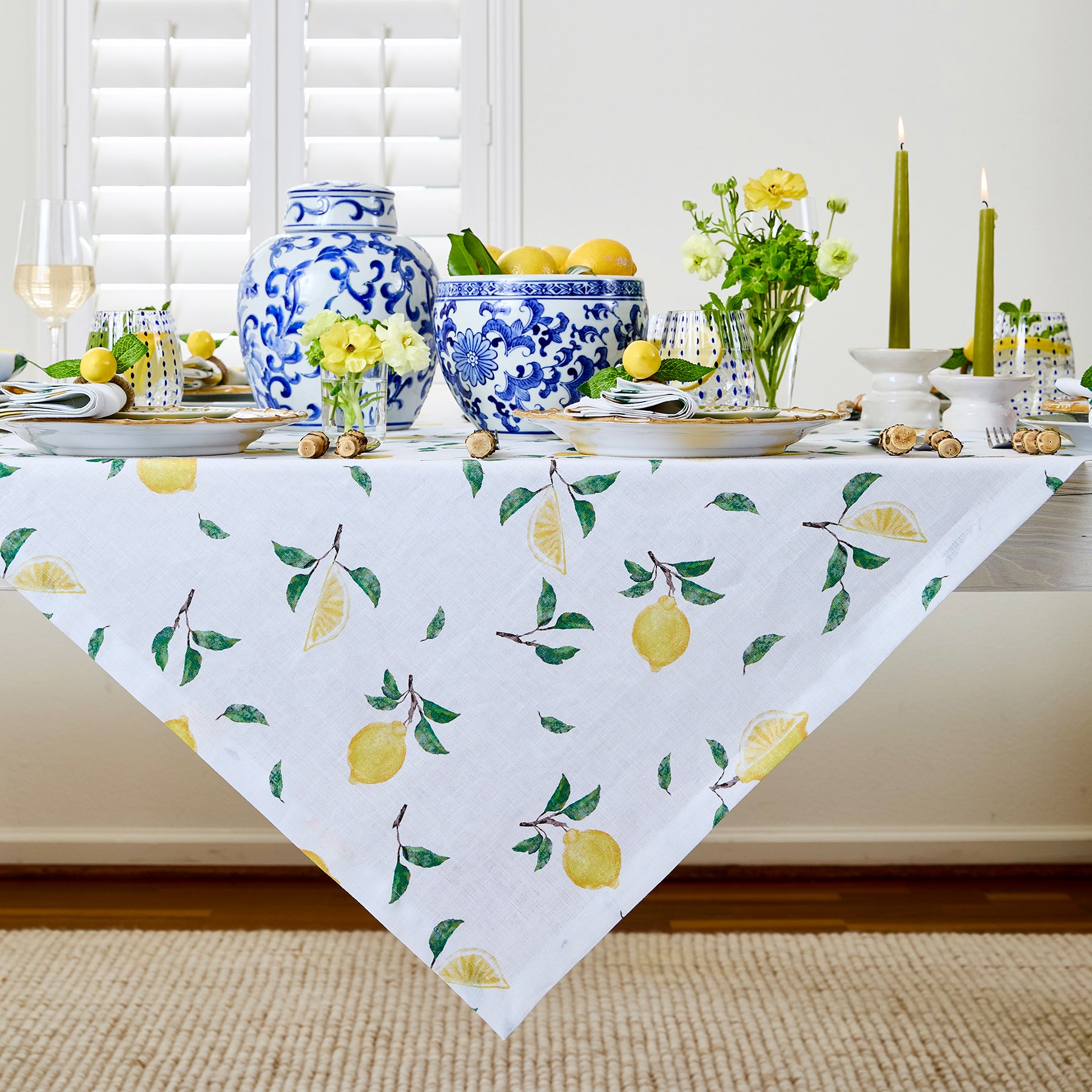 Botanical Lemon Table Throw - Elegant Floral Table Runner for Dining Room, Kitchen, and Party Decor - Perfect for Weddings, Holidays, and Home Styling