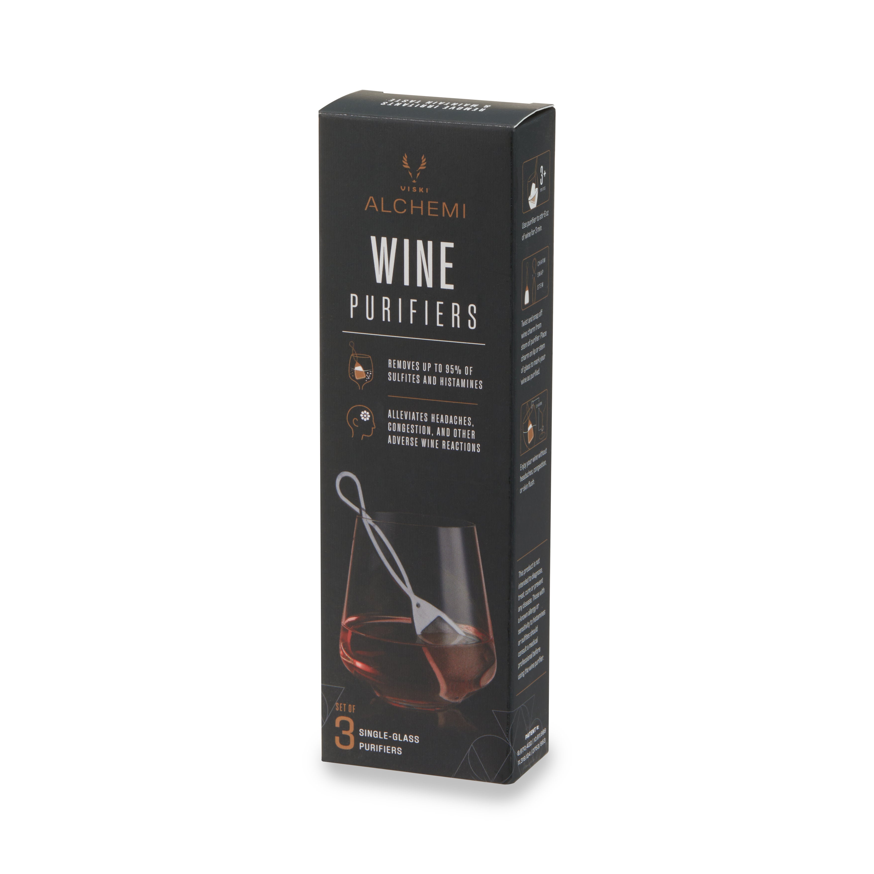Alchemi Wine Purifiers Set of 3 - Premium Wine Aerator & Decanter for Red & White Wines - Perfect for Dinner Parties, Wine Tasting & Gifts