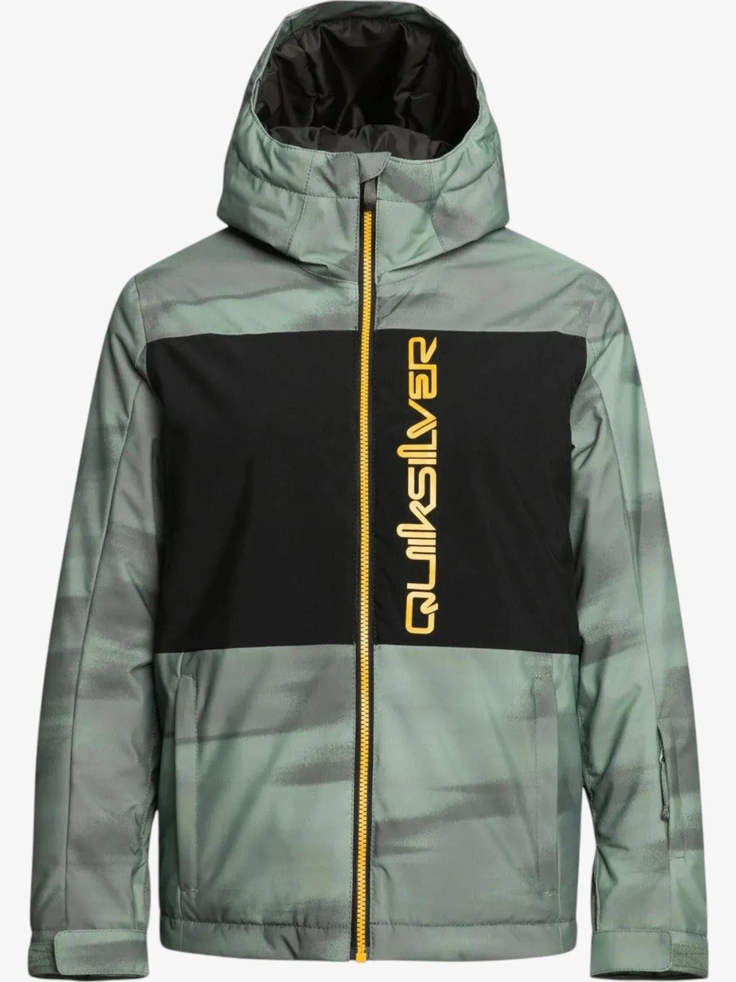 Quiksilver Side Hit Kids Snow Jacket - Green & Yellow Waterproof Winter Coat for Boys & Girls - Perfect for Skiing, Snowboarding & Outdoor Winter Activities