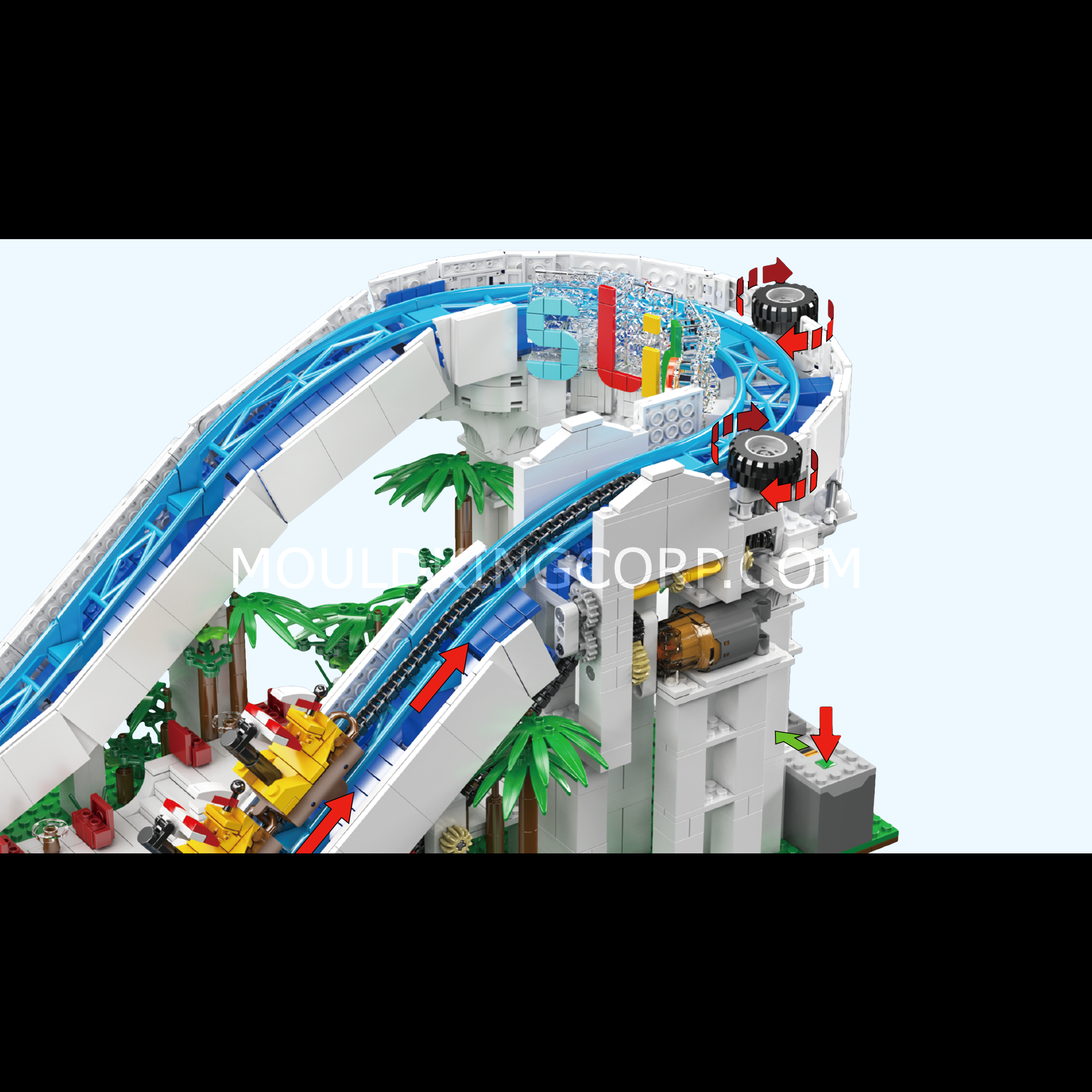 Mould King 11021 2088-Piece Electric Water Slide Building Blocks Set - STEM Educational Toy for Kids Ages 8+ | Perfect for Birthday Gifts & Creative Playtime