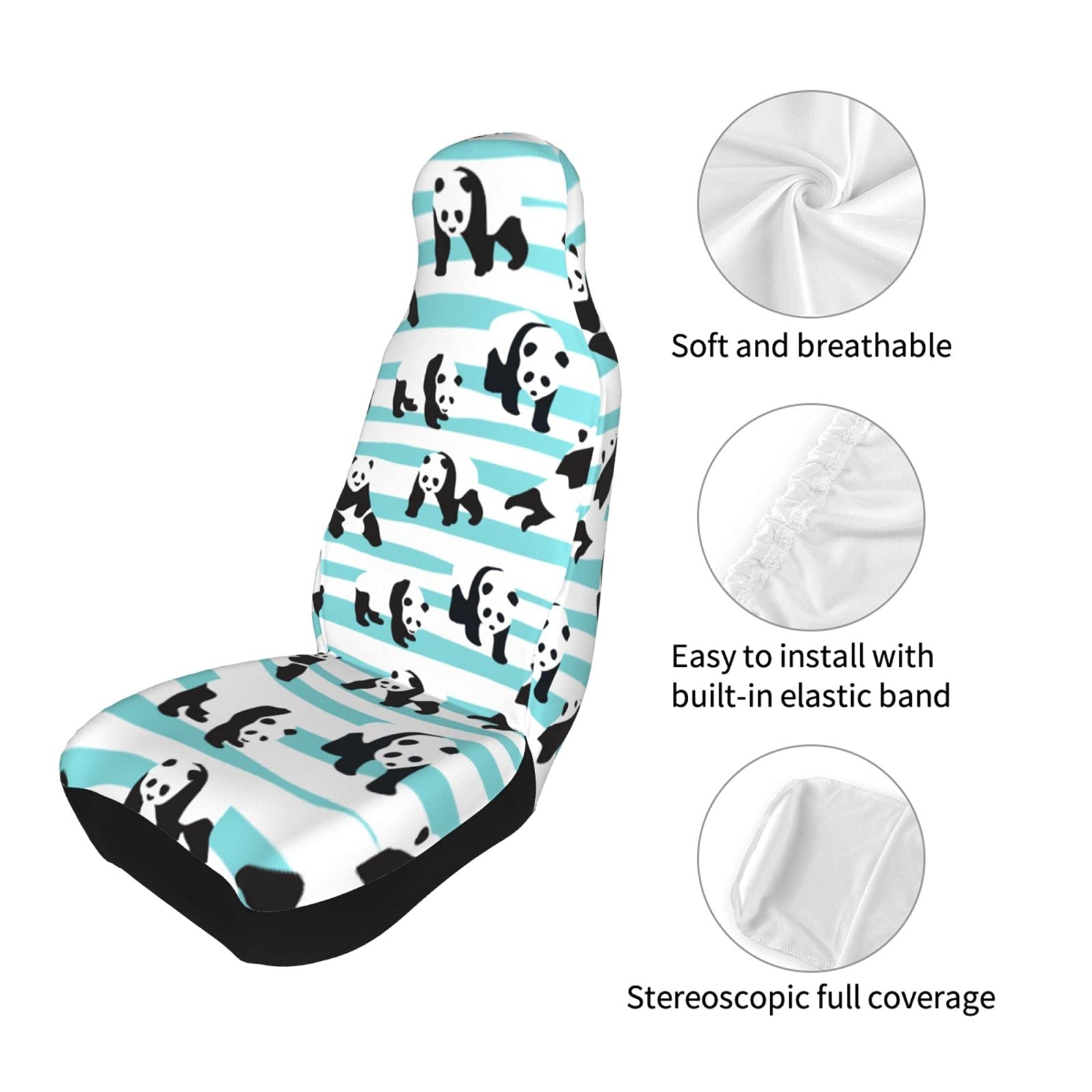 2 PCS Universal Car Seat Covers - Cute Panda Design Vehicle Cushion Protector for Most Cars, Trucks, SUVs & Vans | Auto Interior Accessories | Perfect for Daily Commute, Road Trips & Family Travel