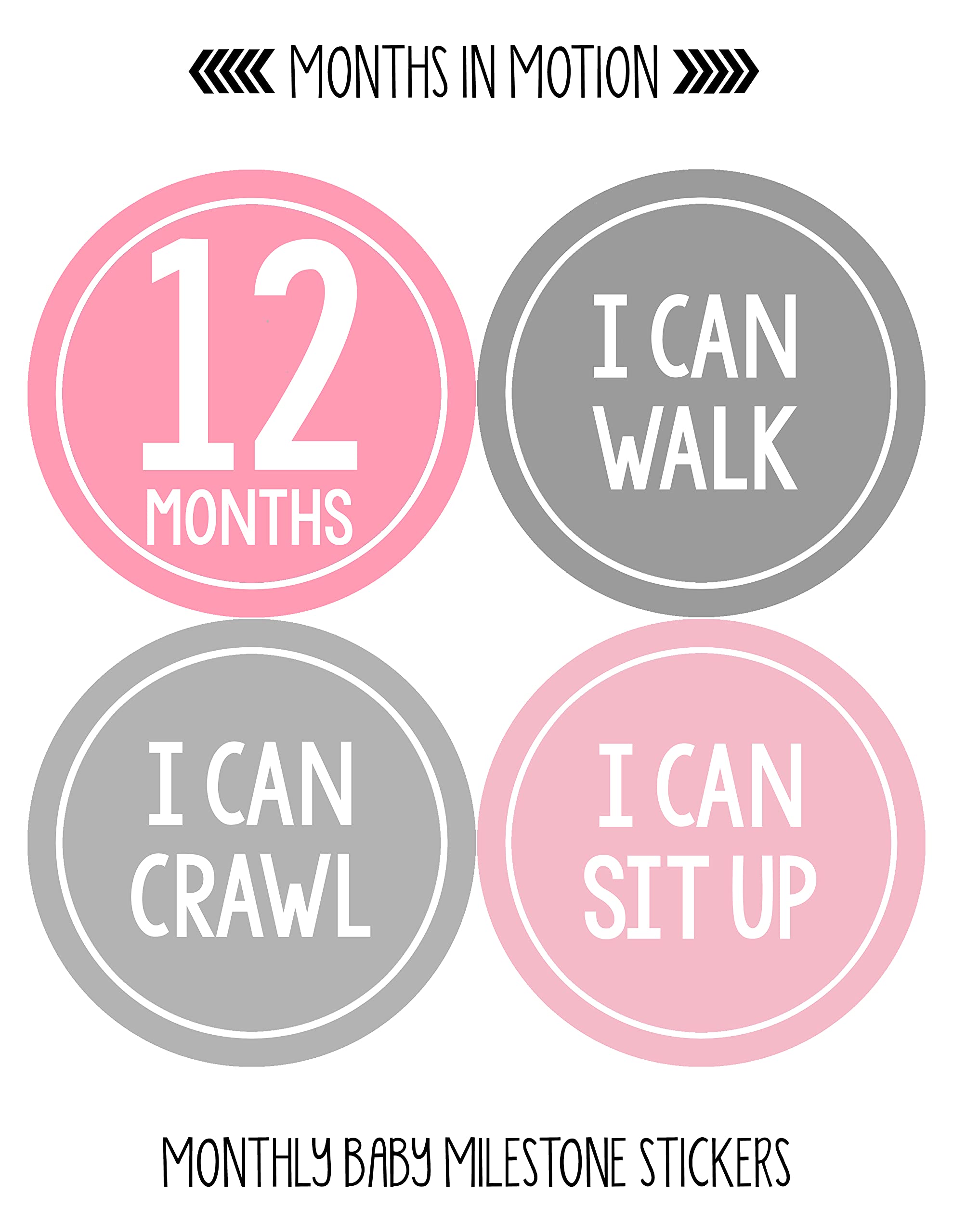 Baby Girl Milestone Stickers - Newborn Monthly Stickers Set of 20 - Perfect for Photo Shoots & Baby Albums