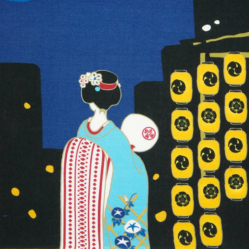 Authentic Kyoto Yuzen Dyed Tenugui Hand Towel - Traditional Japanese Maiko & Gion Festival Design | Made in Japan | Perfect for Home Decor, Gift & Cultural Experience