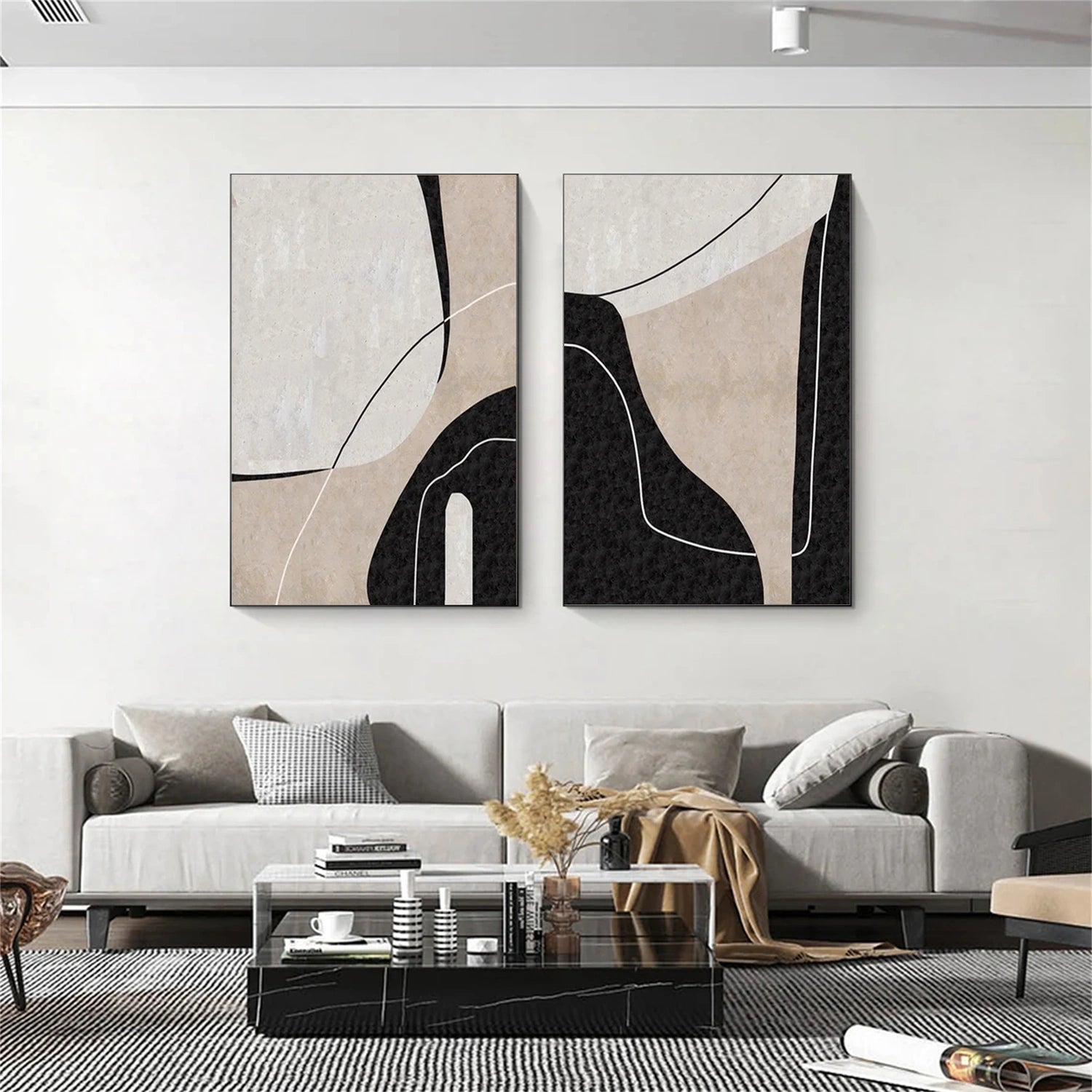 Abstract Tranquility Set of 2 Canvas Wall Art - Modern Minimalist Home Decor for Living Room, Bedroom & Office - #WS306