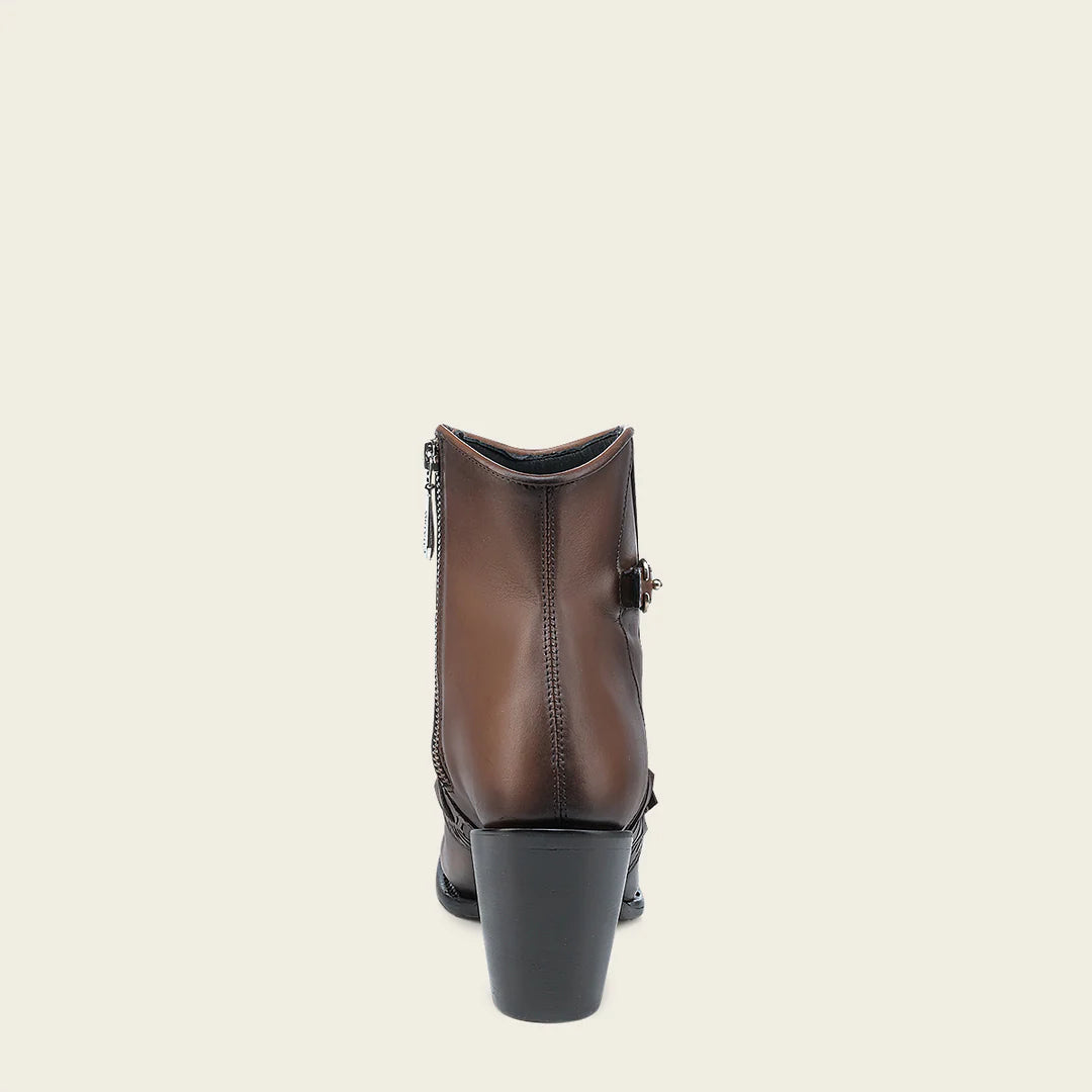 4V15RS Women's Western Cowgirl Leather Ankle Boots - Chocolate Brown - Stylish & Comfortable for Rodeo, Country Dancing & Everyday Wear