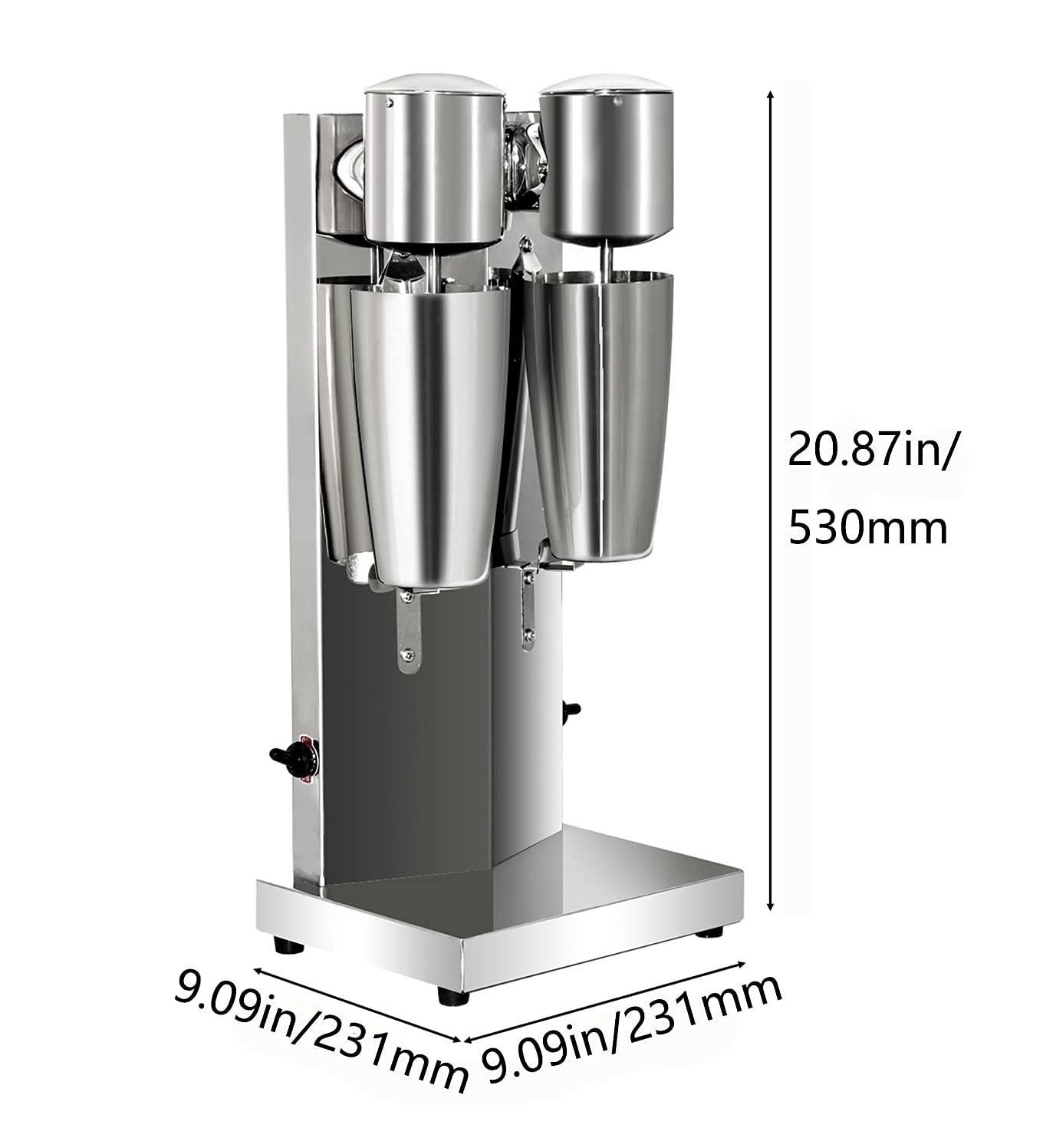 Commercial Stainless Steel Milkshake Maker Machine - Dual Head Electric Blender with 2 Speeds (110V 180W) for Shakes, Smoothies & Frozen Drinks - Perfect for Restaurants, Cafes & Ice Cream Shops
