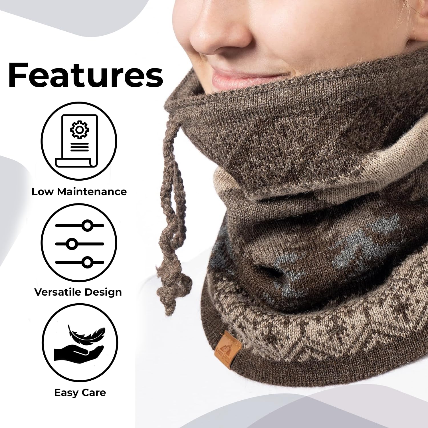 Soft Baby Alpaca Wool Winter Hat - Unisex Warm Knitted Beanie & Neck Warmer for Men & Women | Cozy Winter Accessory for Skiing, Hiking & Outdoor Activities
